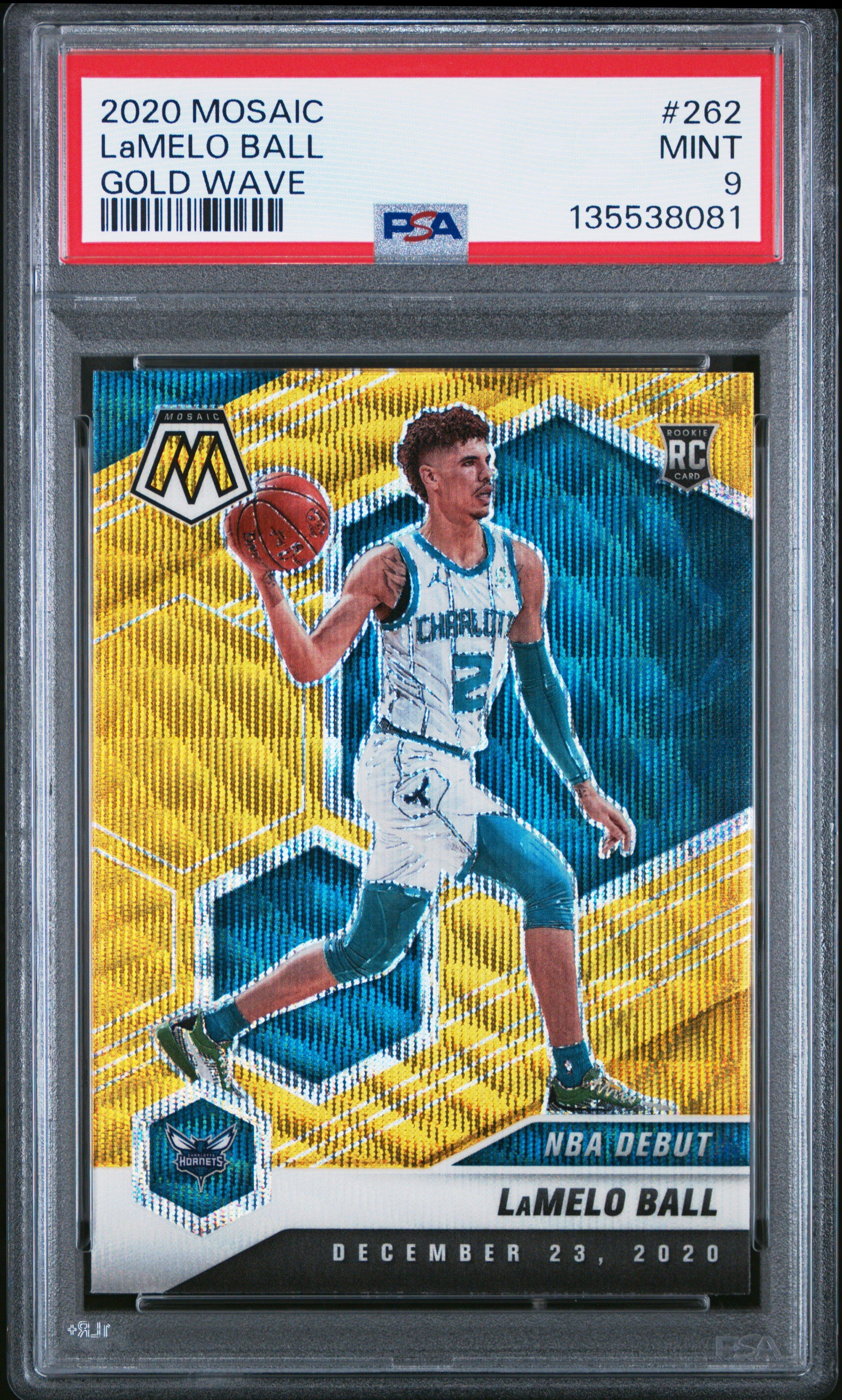 2020 Panini Mosaic 262 Lamelo Ball Gold Wave PSA 9 Graded Card