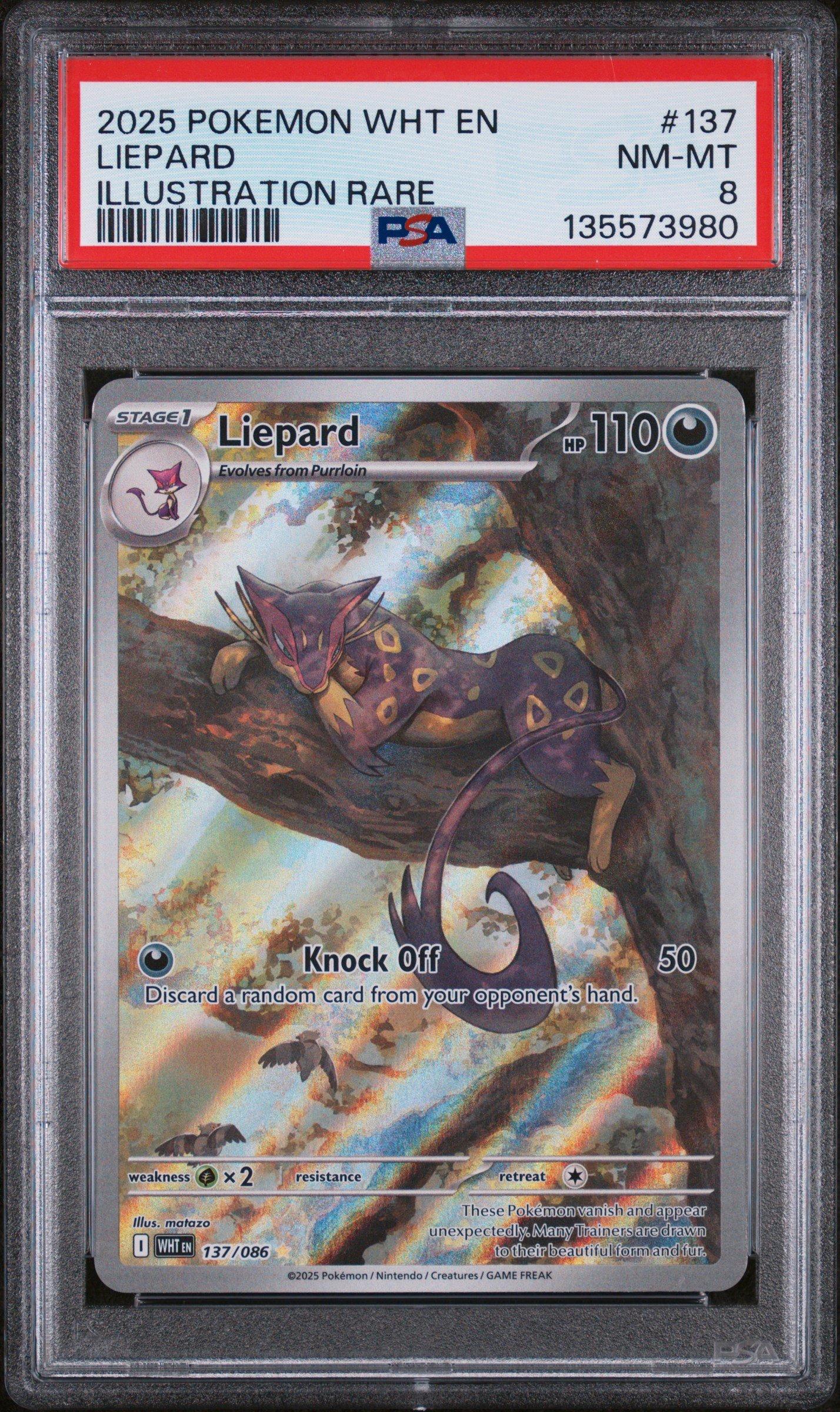2025 Pokemon Wht En-white Flare 137 Liepard Illustration Rare PSA