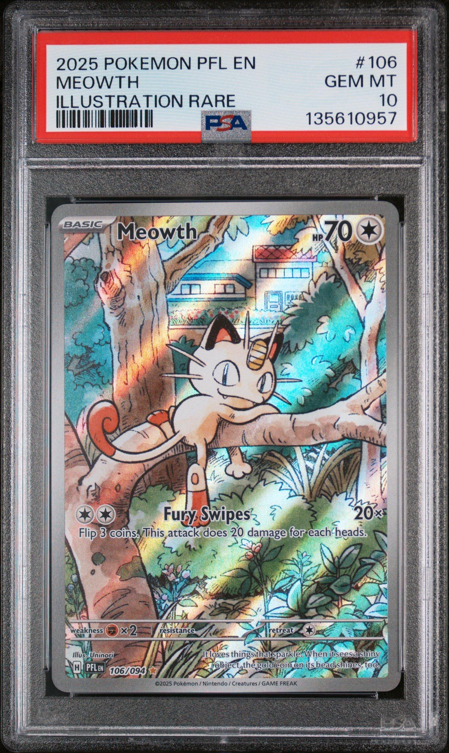 2025 Pokemon Pfl En-phantasmal Flames 106 Meowth Illustration Rare