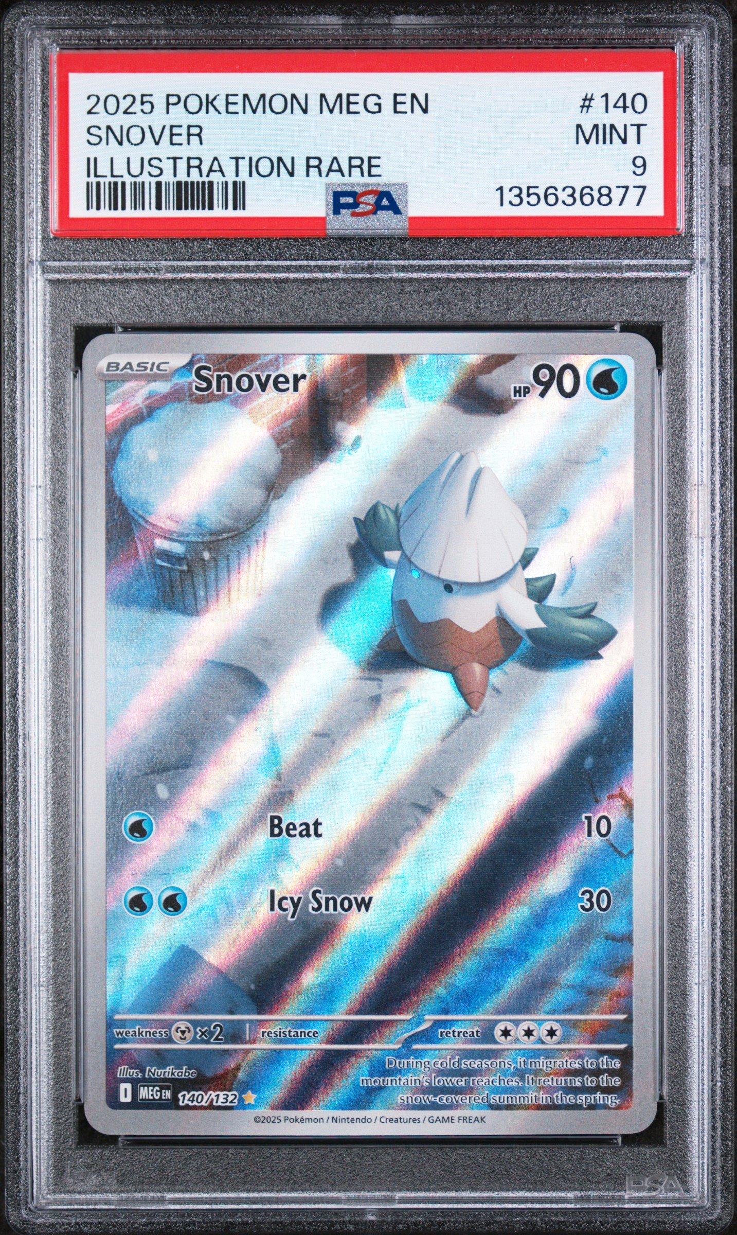2025 Pokemon Meg En-mega Evolution 140 Snover Illustration Rare PSA