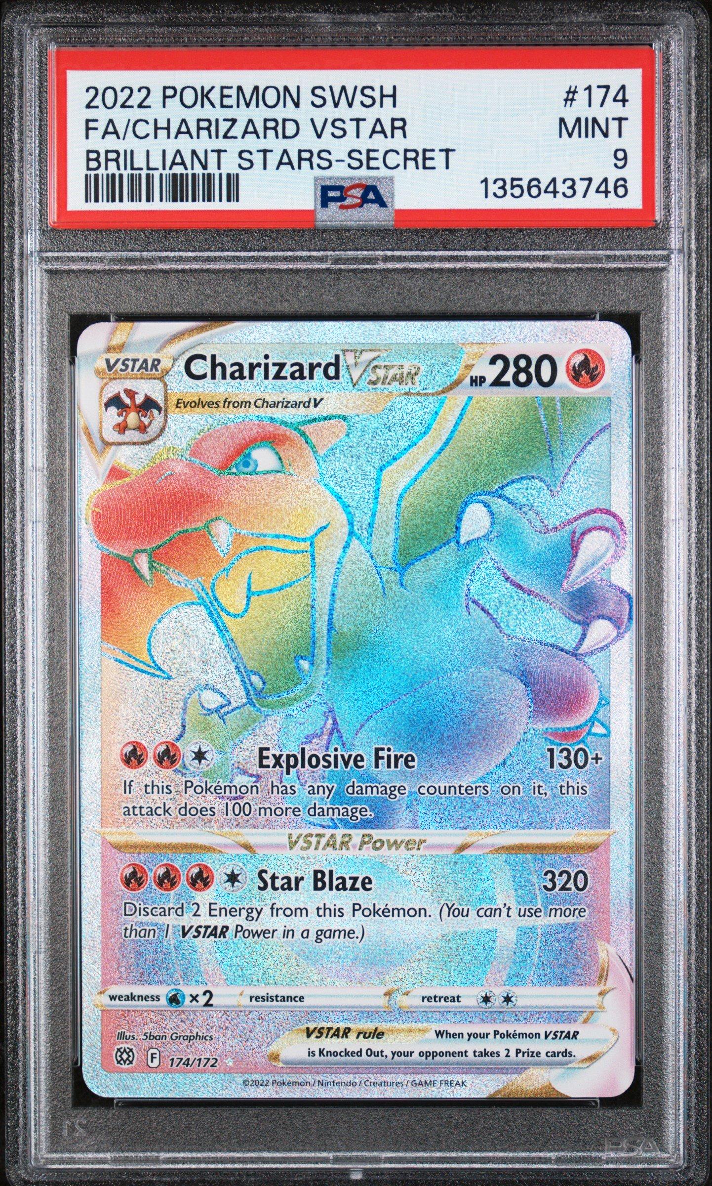brilliant stars graded cards 2022 Pokemon Sword & Shield Brilliant Stars 174 Full Art/charizard Vstar  Secret PSA 9