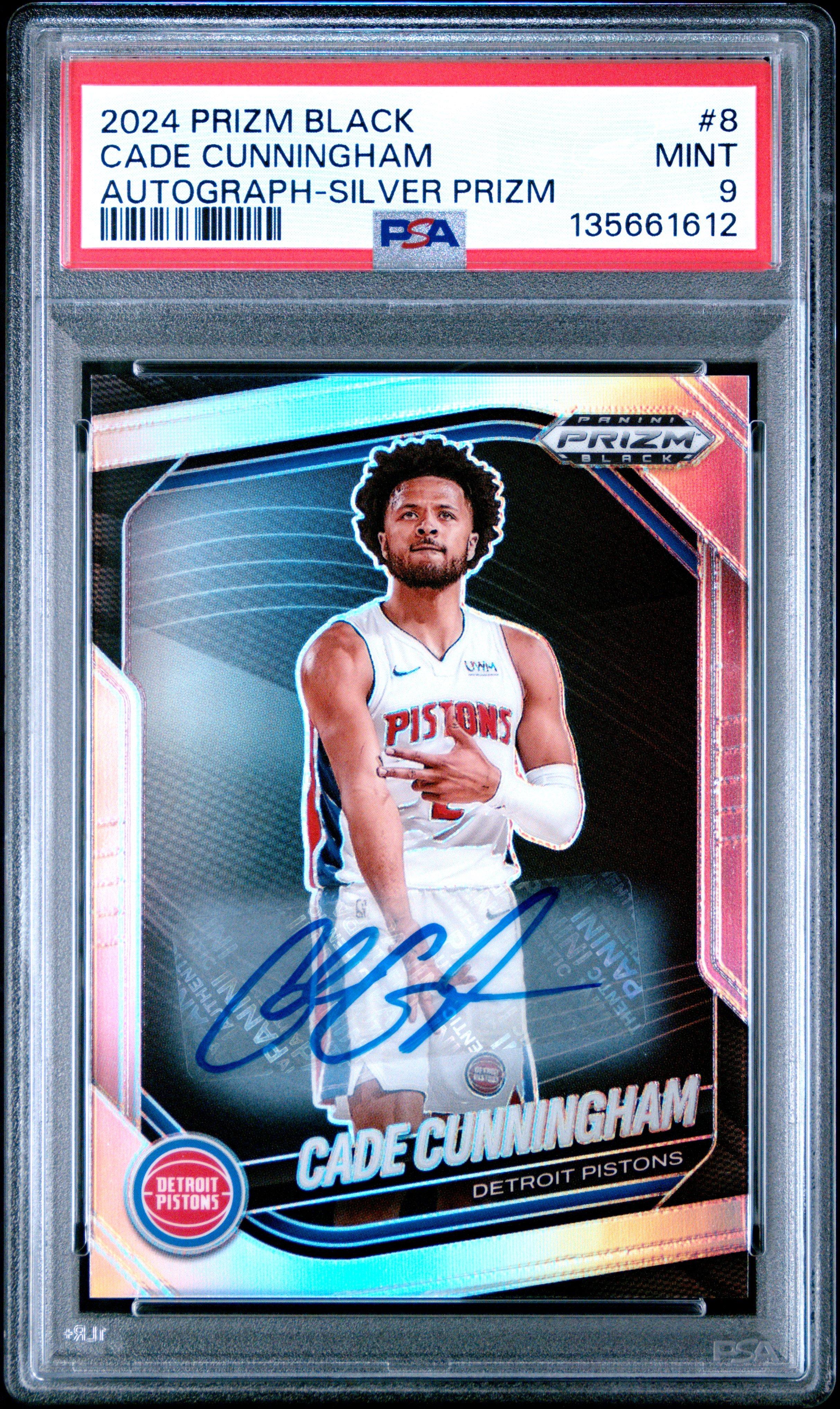 2024 Panini Prizm Black 8 Cade Cunningham Autograph PSA 9 Graded