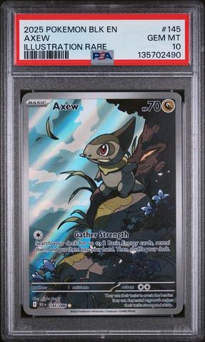 2025 Pokemon Blk En-black Bolt 145 Axew Illustration Rare PSA 10