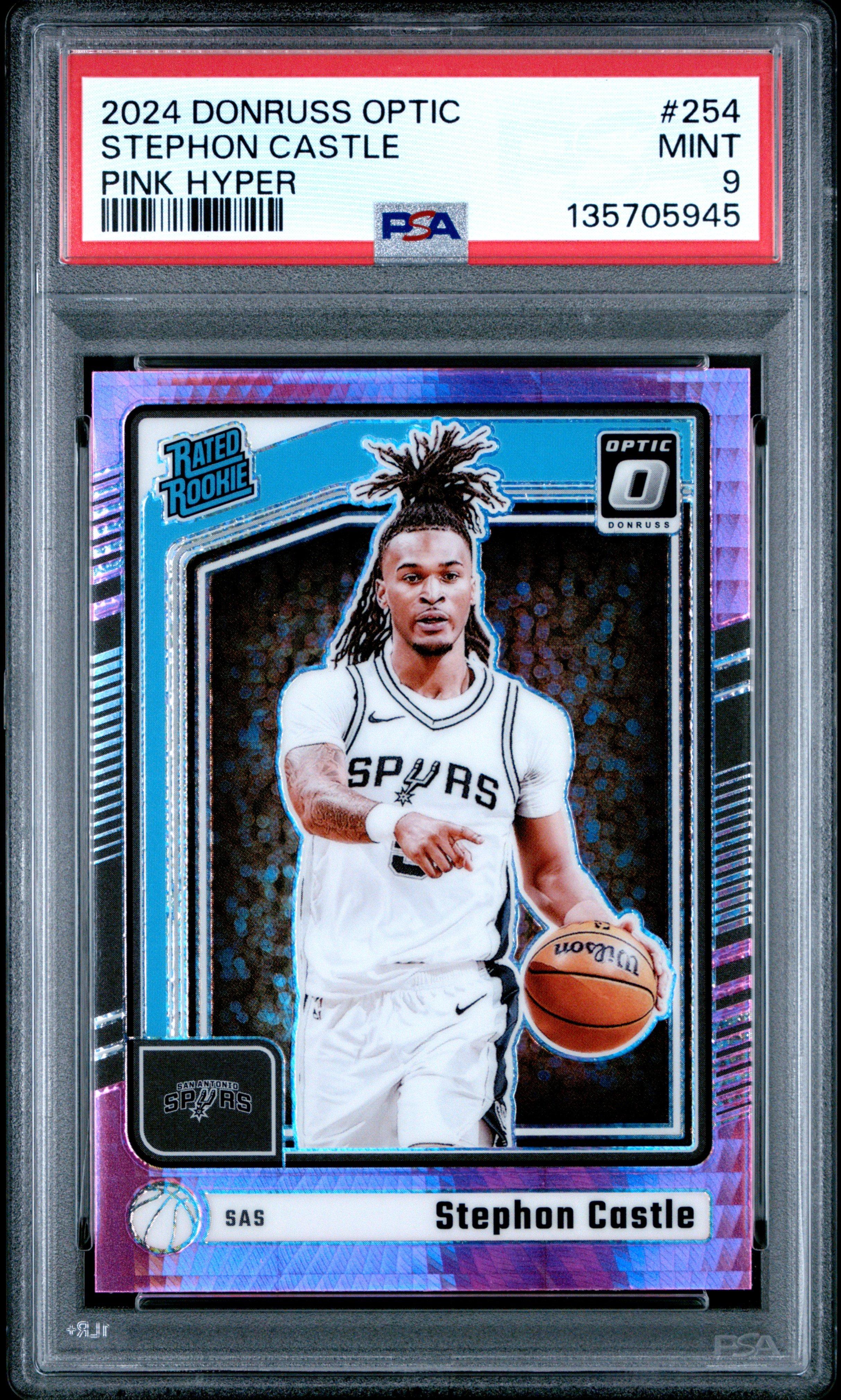 2024 Panini Donruss Optic 254 Stephon Castle Pink Hyper PSA 9