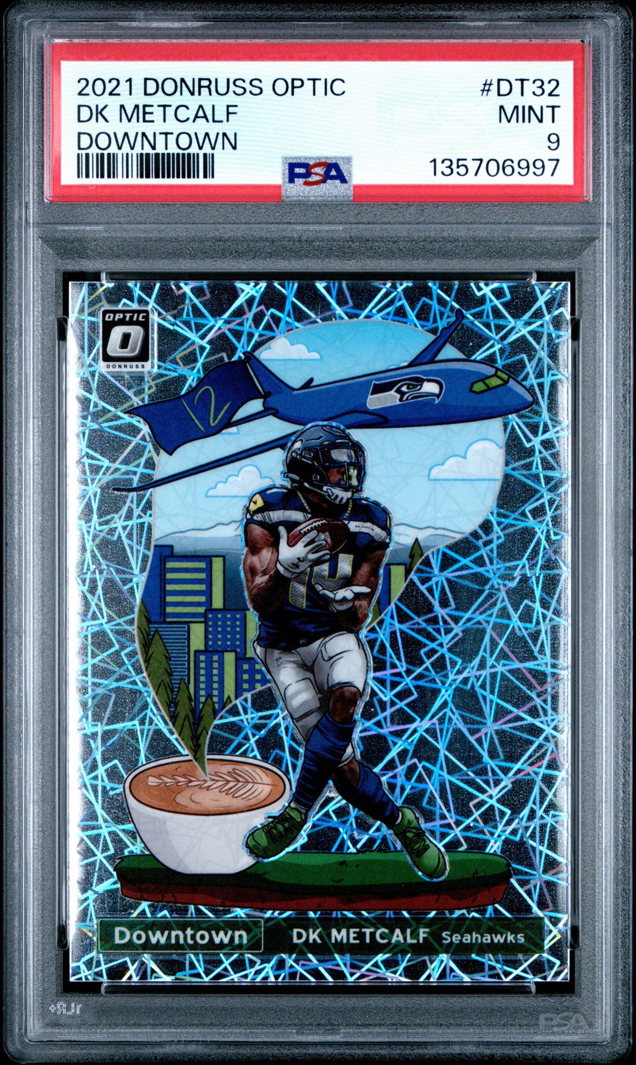 2021 Panini Donruss Optic Downtown Dt32 Dk Metcalf PSA 9 Graded