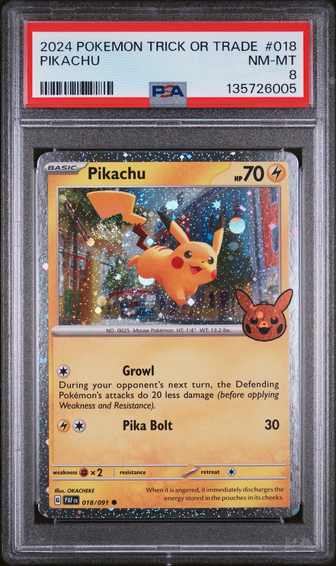 2024 Pokemon Trick Or Trade 018 Pikachu PSA 8 Graded Card | GameStop