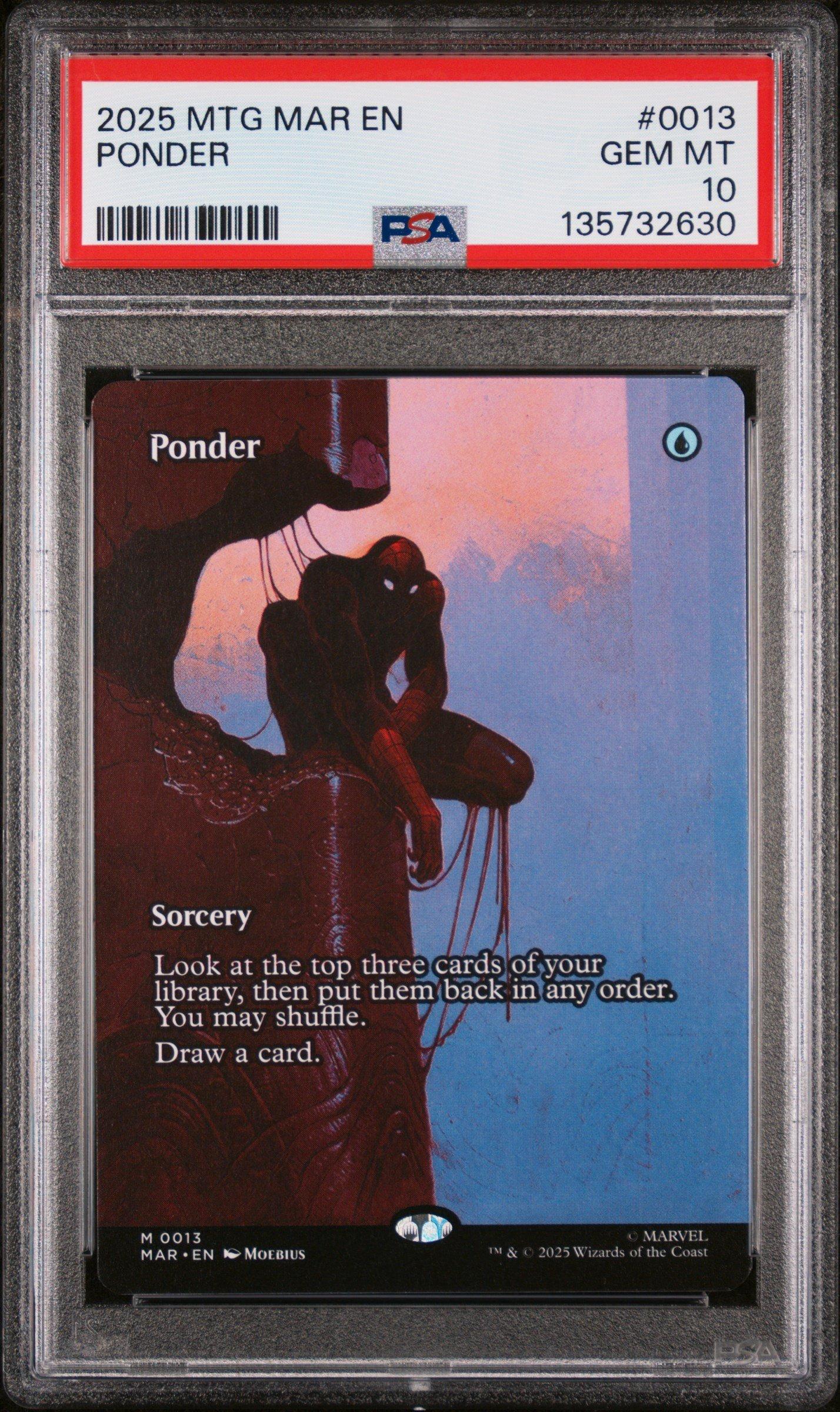 2025 Magic The Gathering Marvel's Spider-man: Source Material 0013 Ponder PSA 10
