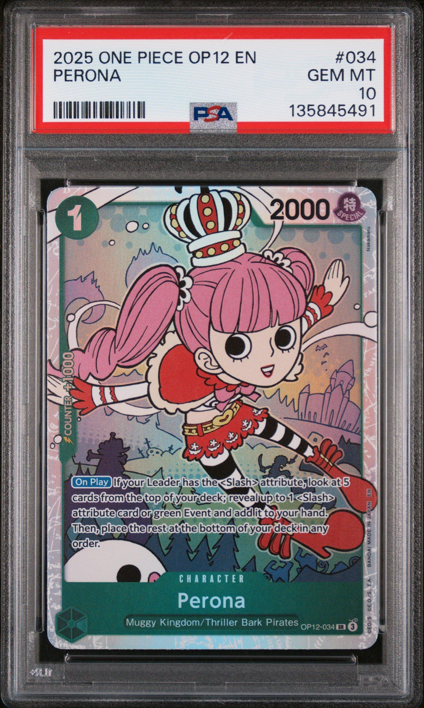 2025 ONE PIECE JP #034 ペローナ PSA 10 2025 One Piece Op12-legacy Of The Master 034 Perona PSA 10 Graded