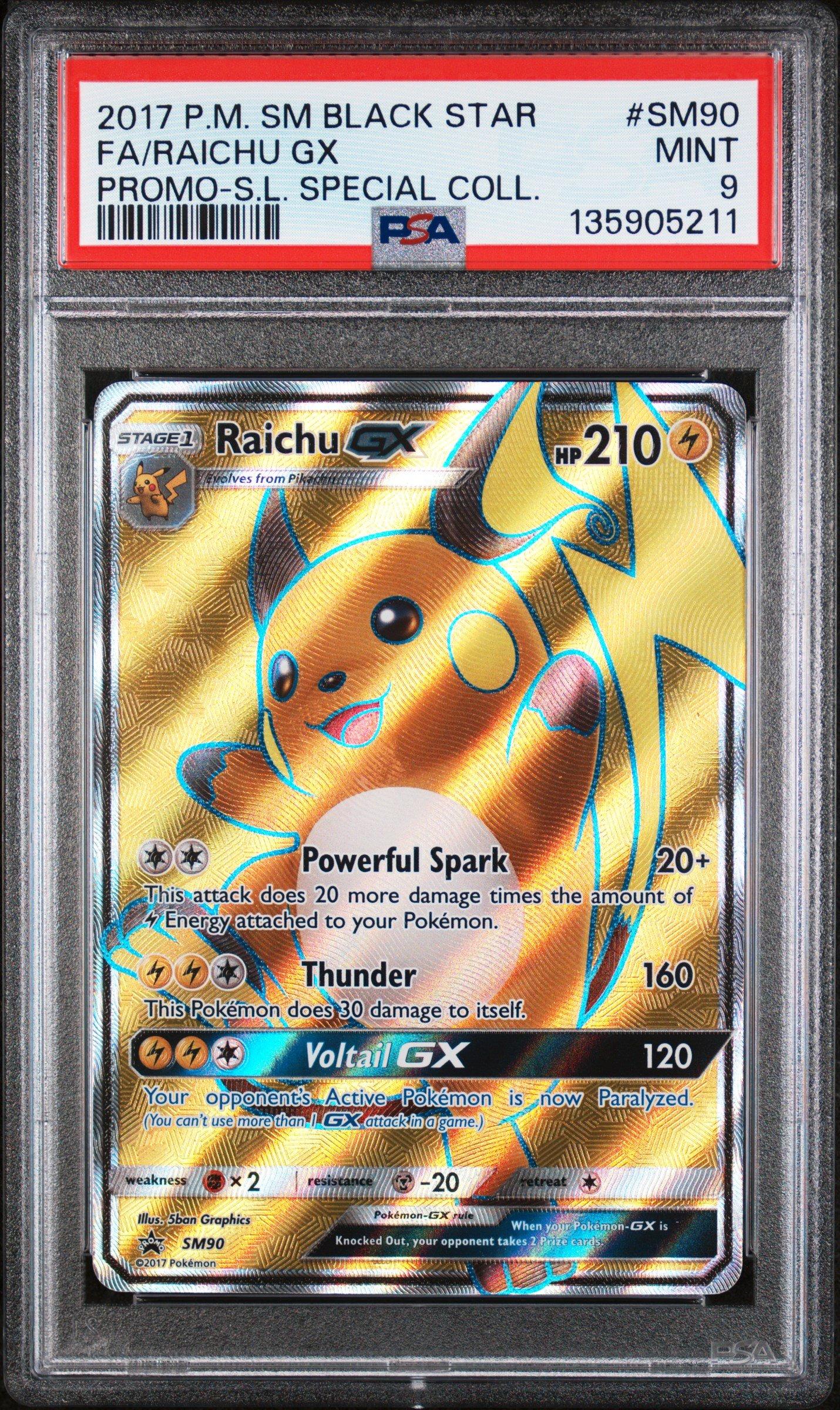 2017 Pokemon Sm Black Star Promo Sm90 Full Art/raichu Gx Shining Legends Special Collection PSA 9