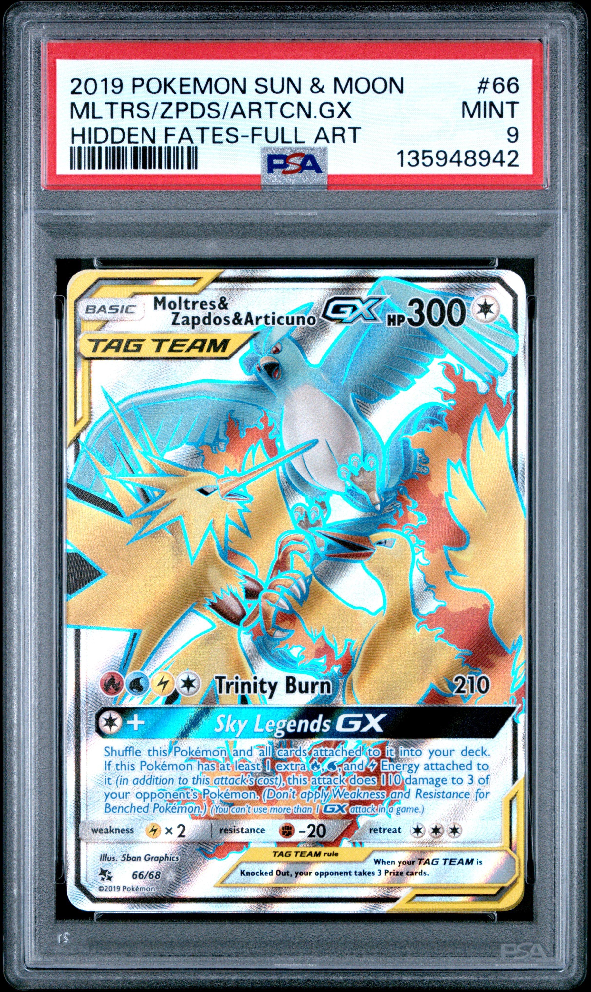 2019 Pokemon Sun & Moon Hidden Fates 66 Full Art/moltres & Zapdos