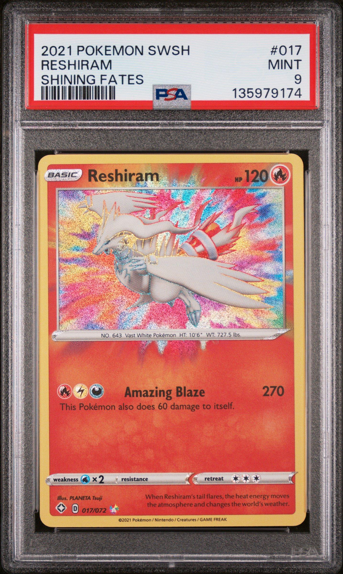 2021 Pokemon Sword & Shield Shining Fates 017 Reshiram PSA 9