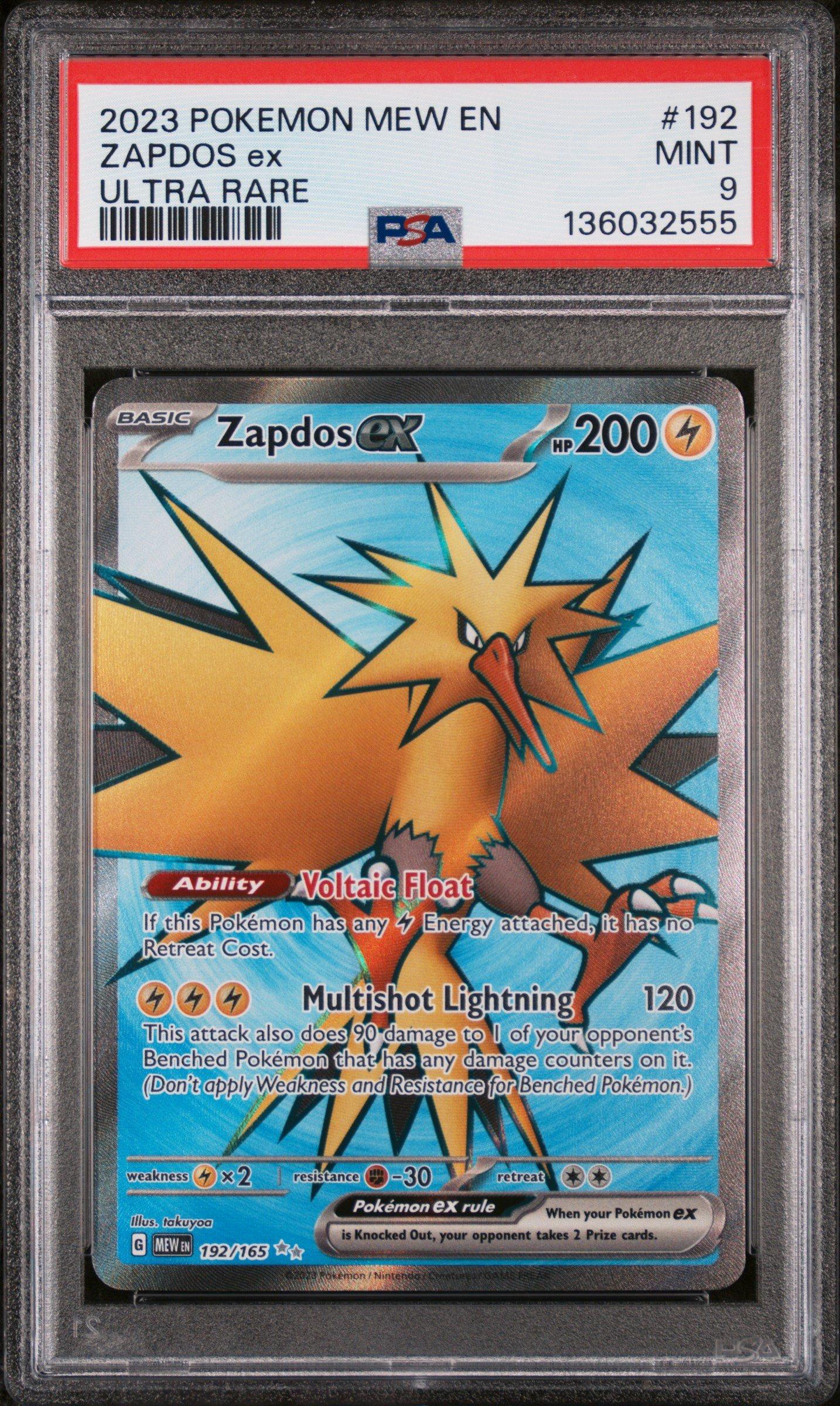 2023 Pokemon Mew En-151 192 Zapdos Ex Ultra Rare PSA 9 Graded Card