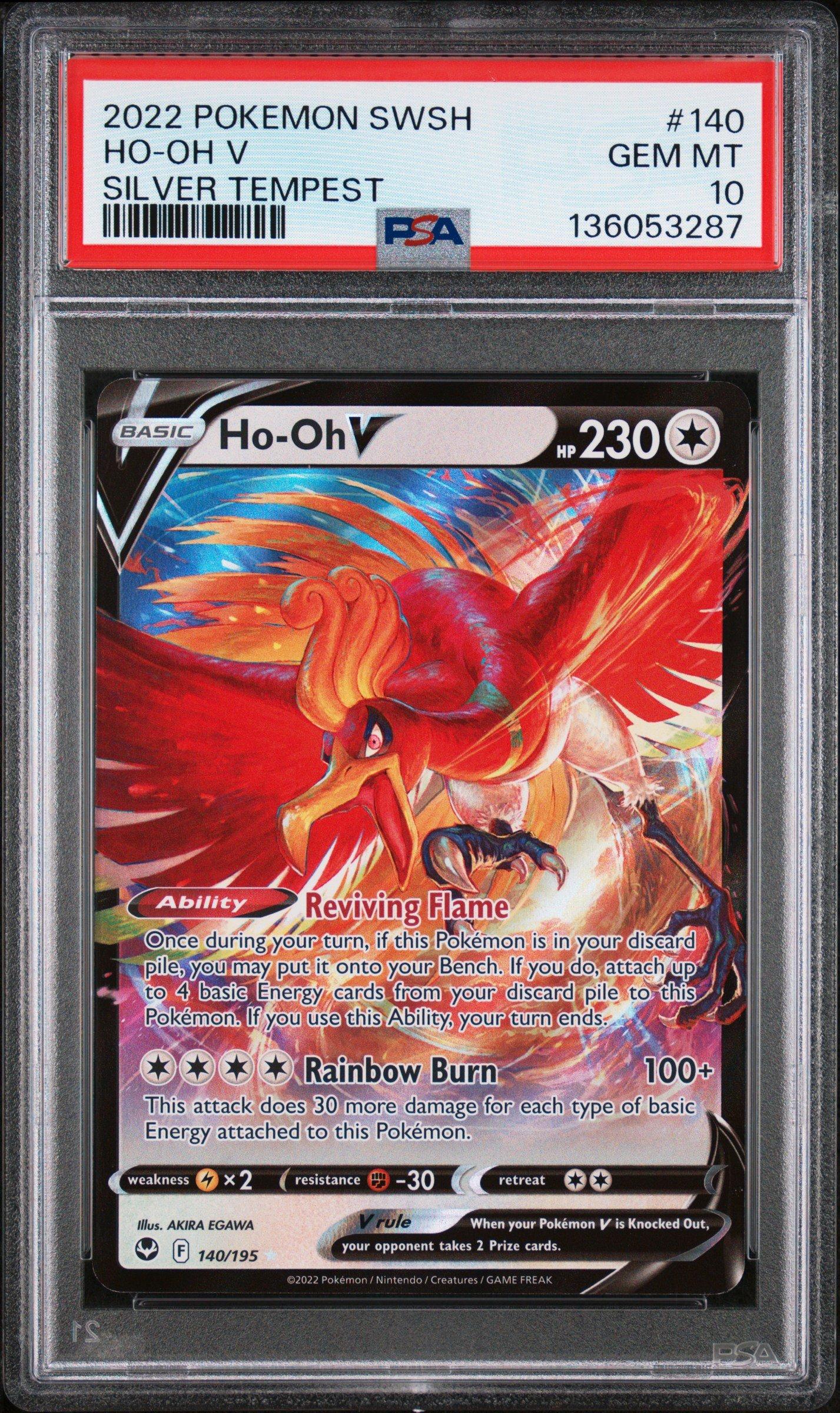 2022 Pokemon Sword & Shield Silver Tempest 140 Ho-oh V PSA 10