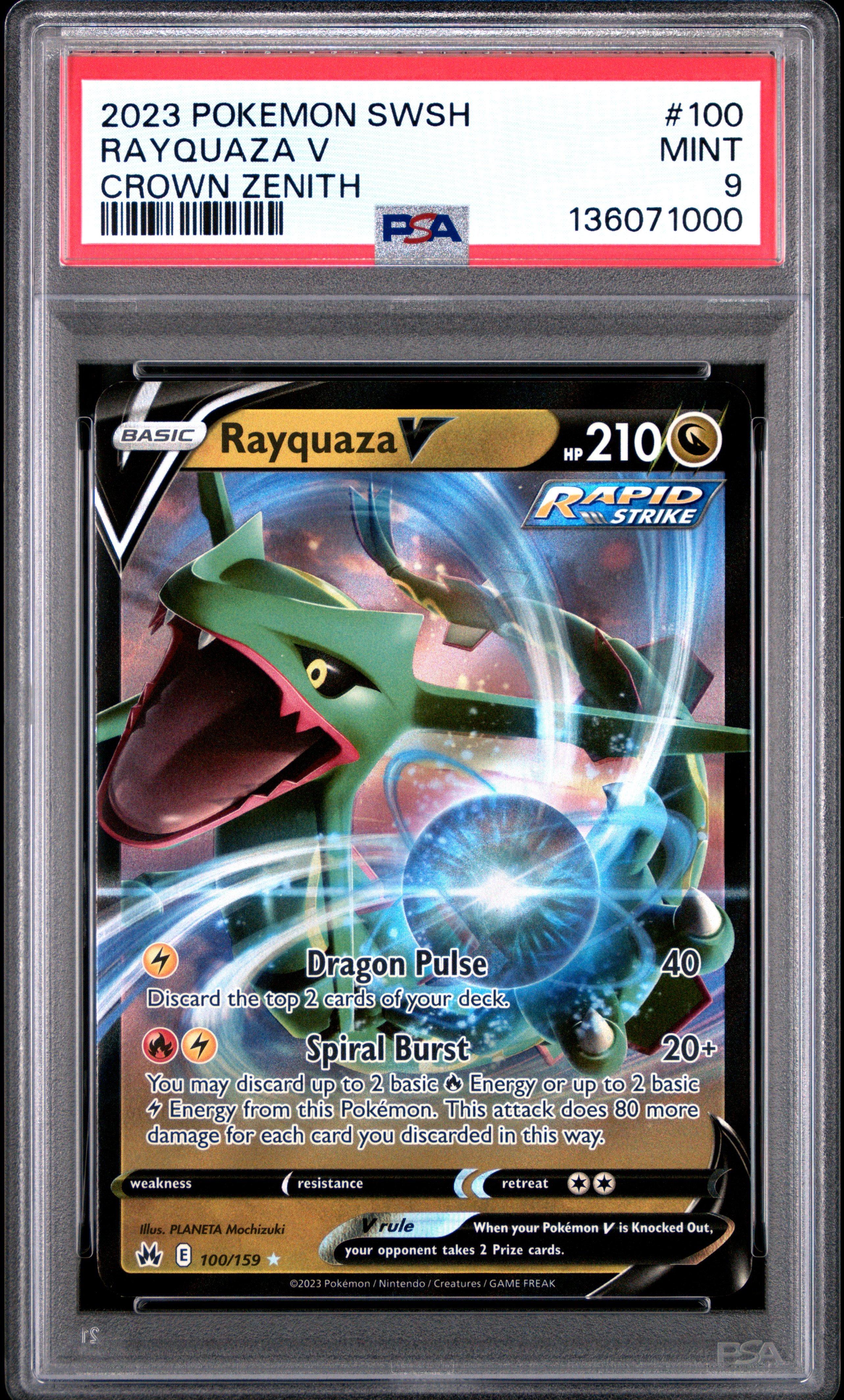 2023 Pokemon Sword And Shield Crown Zenith 100 Rayquaza V PSA 9