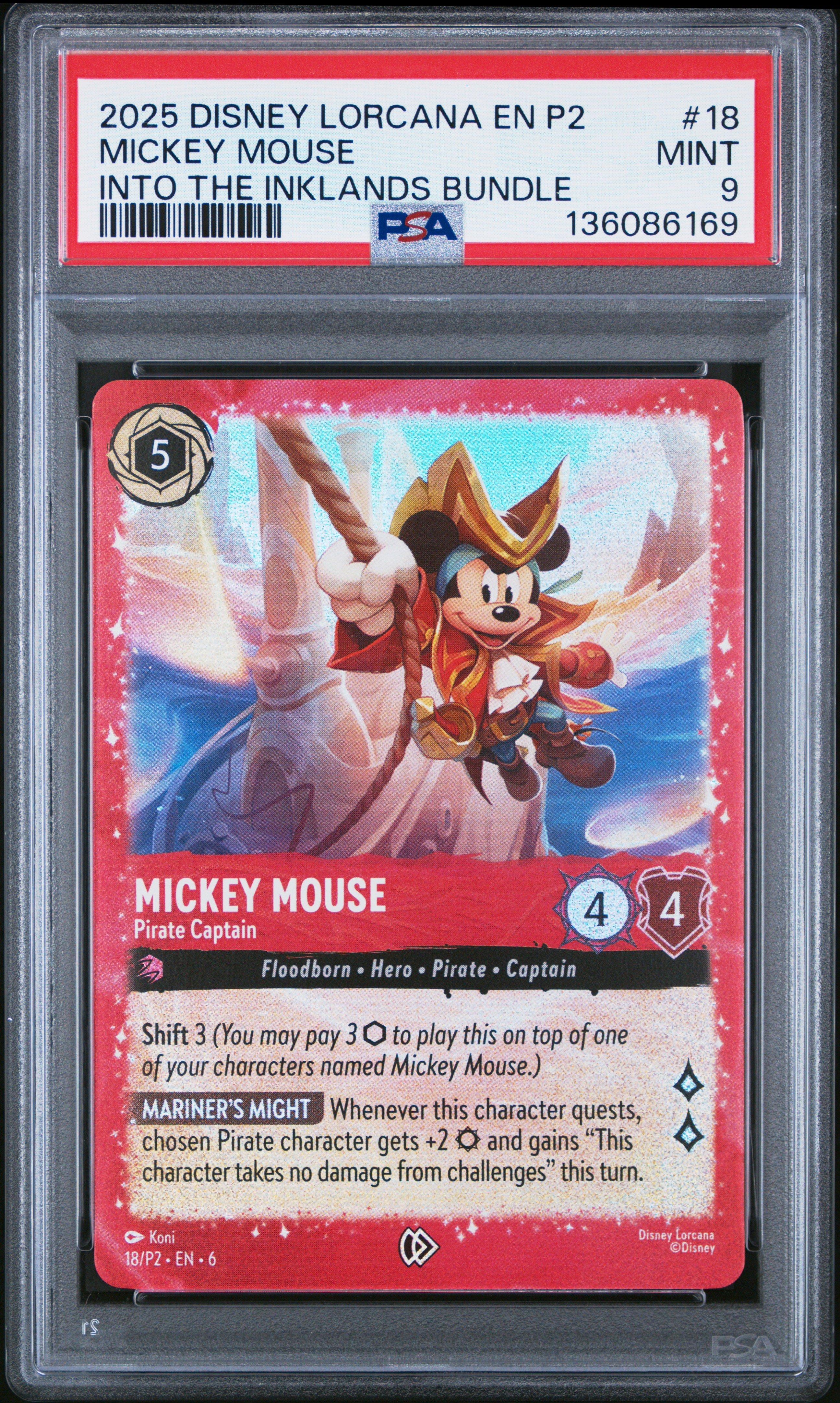 2025 Disney Lorcana En P2-promo 18 Mickey Mouse - Pirate Captain Into The  Inklands Bundle PSA 9 Graded Card | GameStop