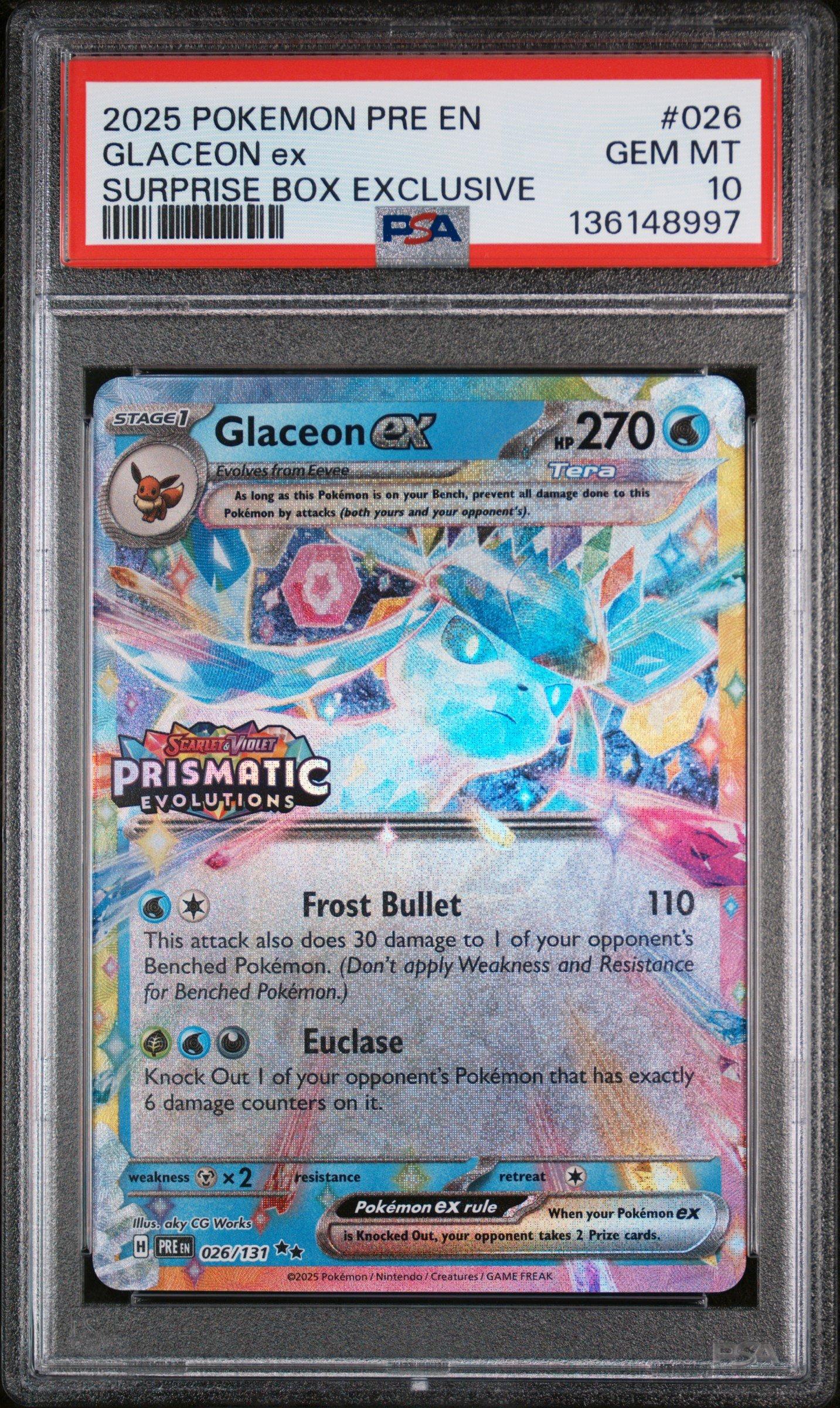 2025 Pokemon Pre En-prismatic Evolutions 026 Glaceon Ex Surprise