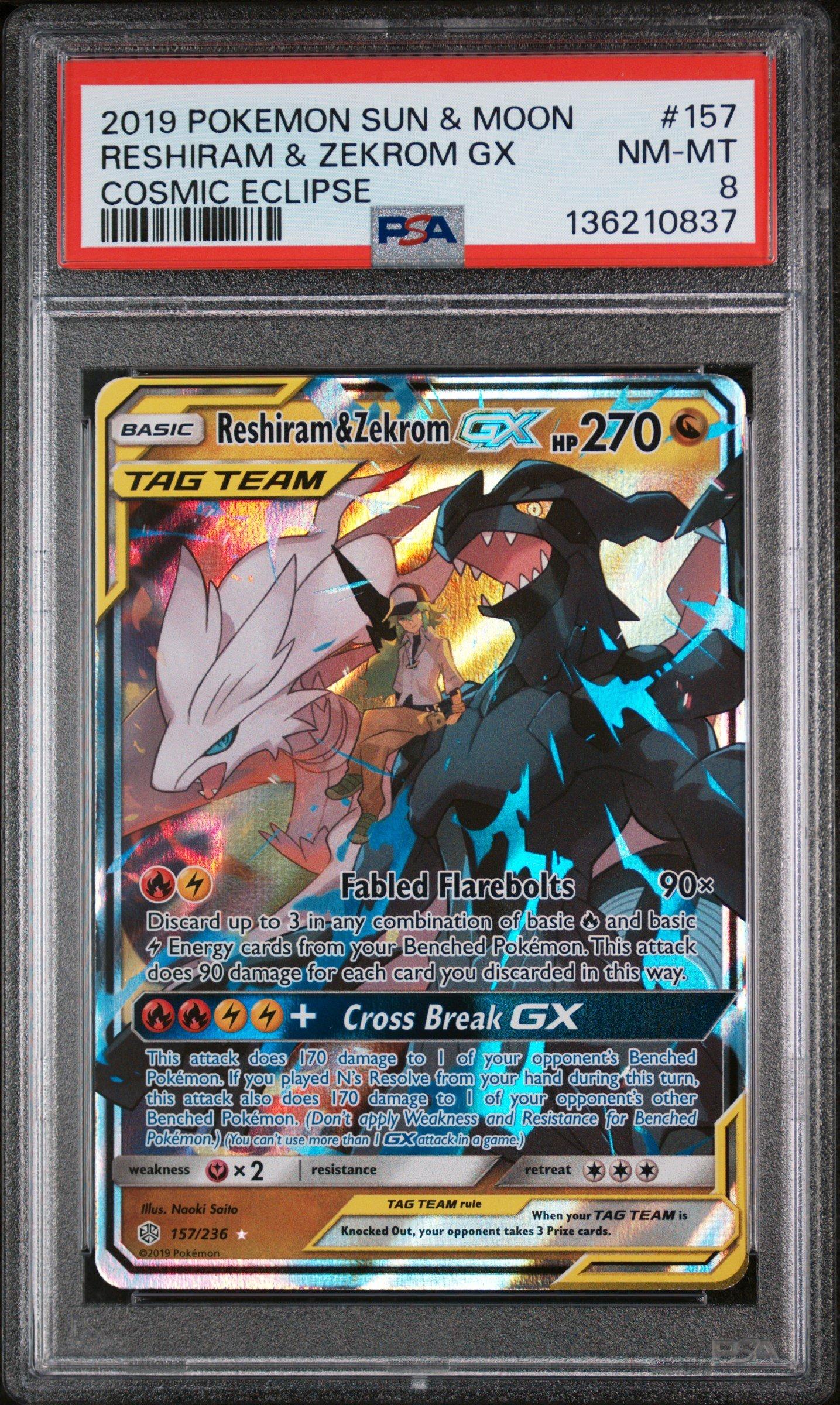 2019 Pokemon Sun & Moon Cosmic Eclipse 157 Reshiram & Zekrom Gx