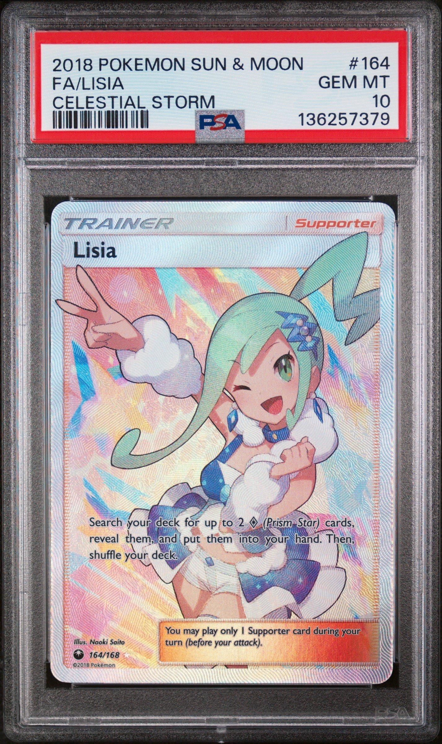 2018 Pokemon Sun & Moon Celestial Storm 164 Full Art/lisia PSA 10