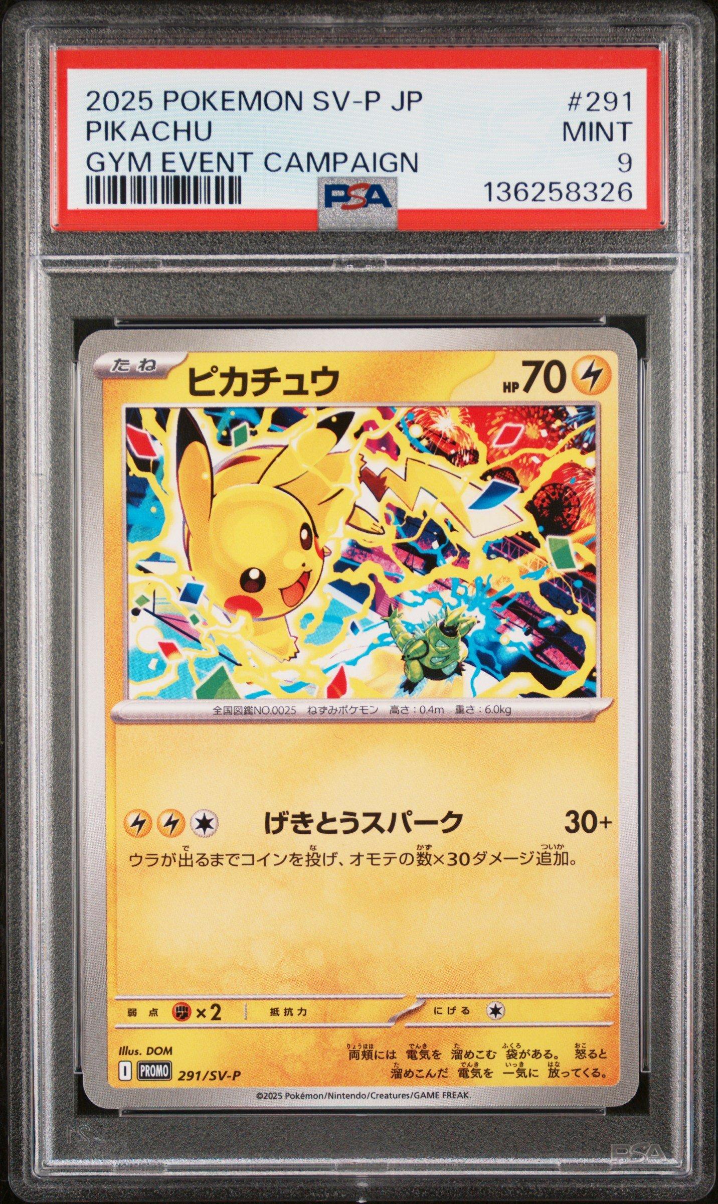 2025 ピカチュウ #291 GYM EVENT CAMPAIGN 2025 Pokemon Japanese Sv-p Promo 291 Pikachu Gym Event Campaign