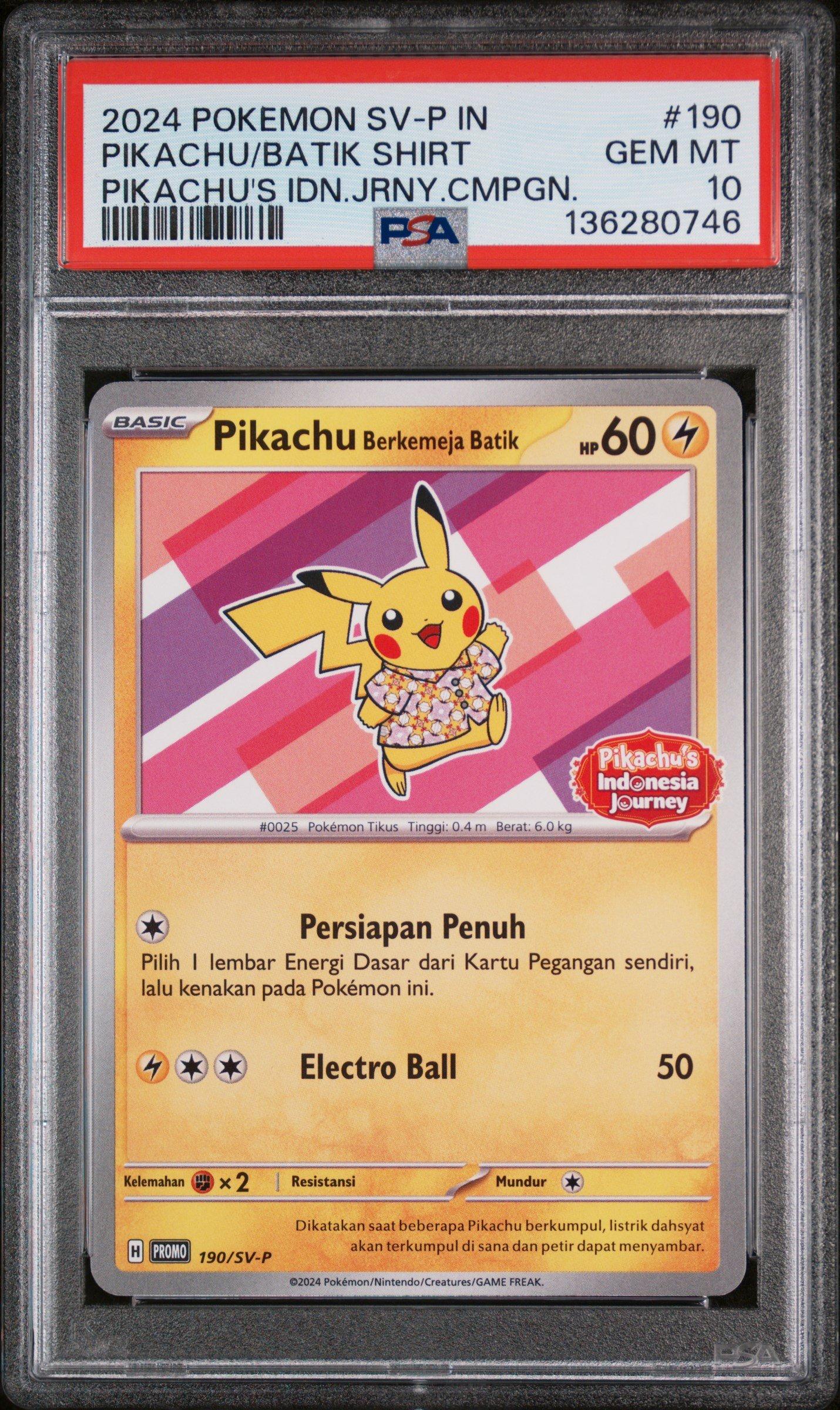2024 Pokemon Indonesian Sv-p Promo 190 Pikachu In Batik Shirt