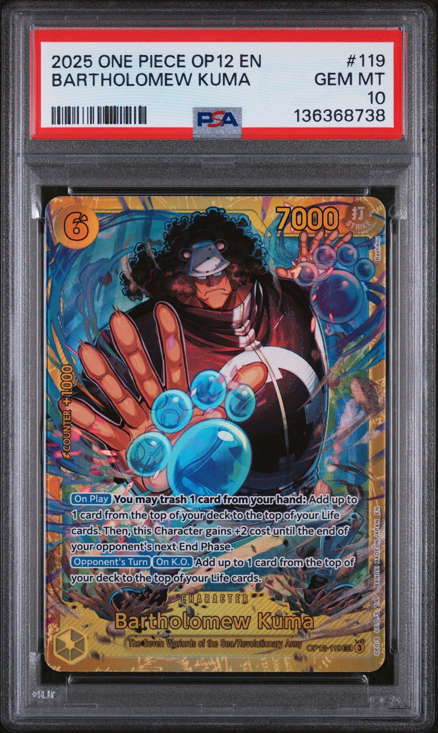 2025 One Piece Op12-legacy Of The Master 119 Bartholomew Kuma PSA