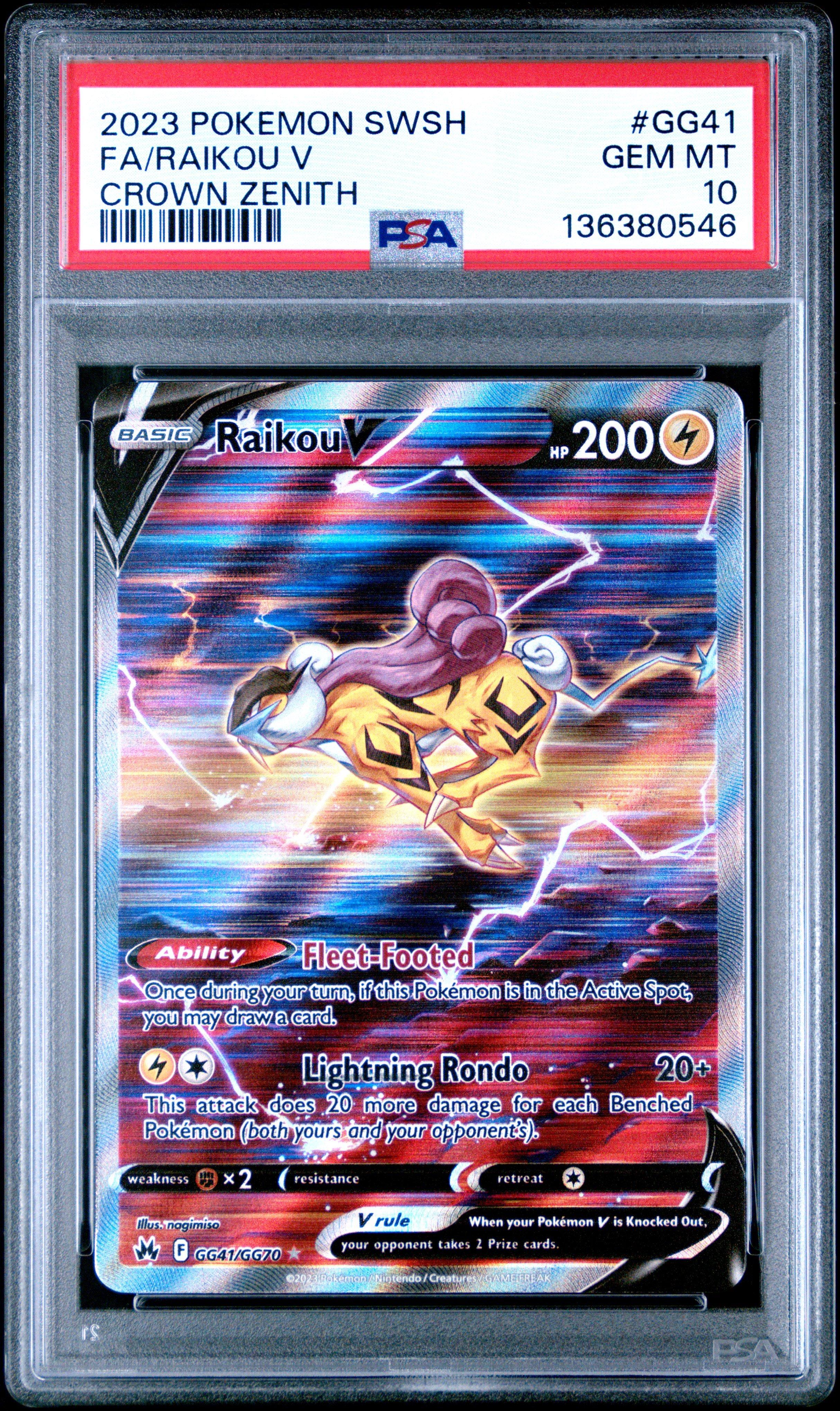 shiny raikou pokemon card - - 050/185 - Vivid Voltage - Amazing Rare Lightning Ability Extreme Speed Raikous Retreat Cost is Colorless less for each Lightning Energy attached to Raikou 2023 Pokemon Sword And Shield