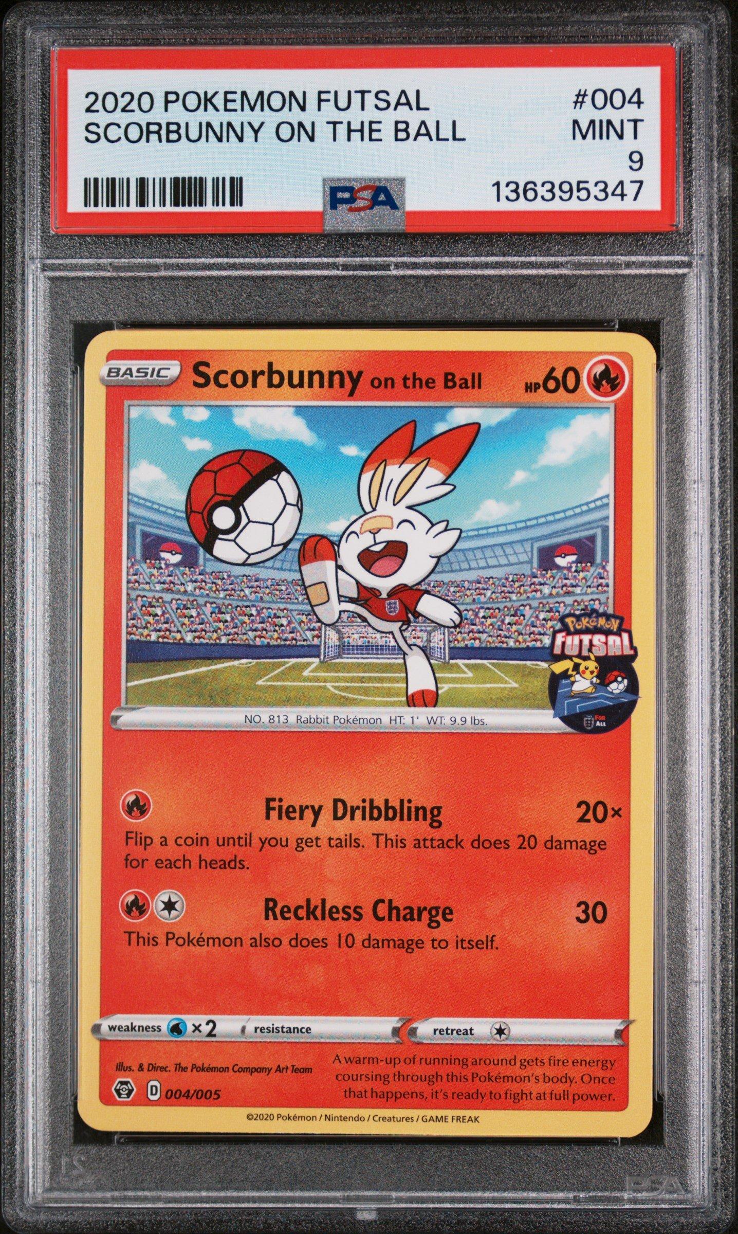2020 Pokemon Futsal 004 Scorbunny On The Ball PSA 9 Graded Card