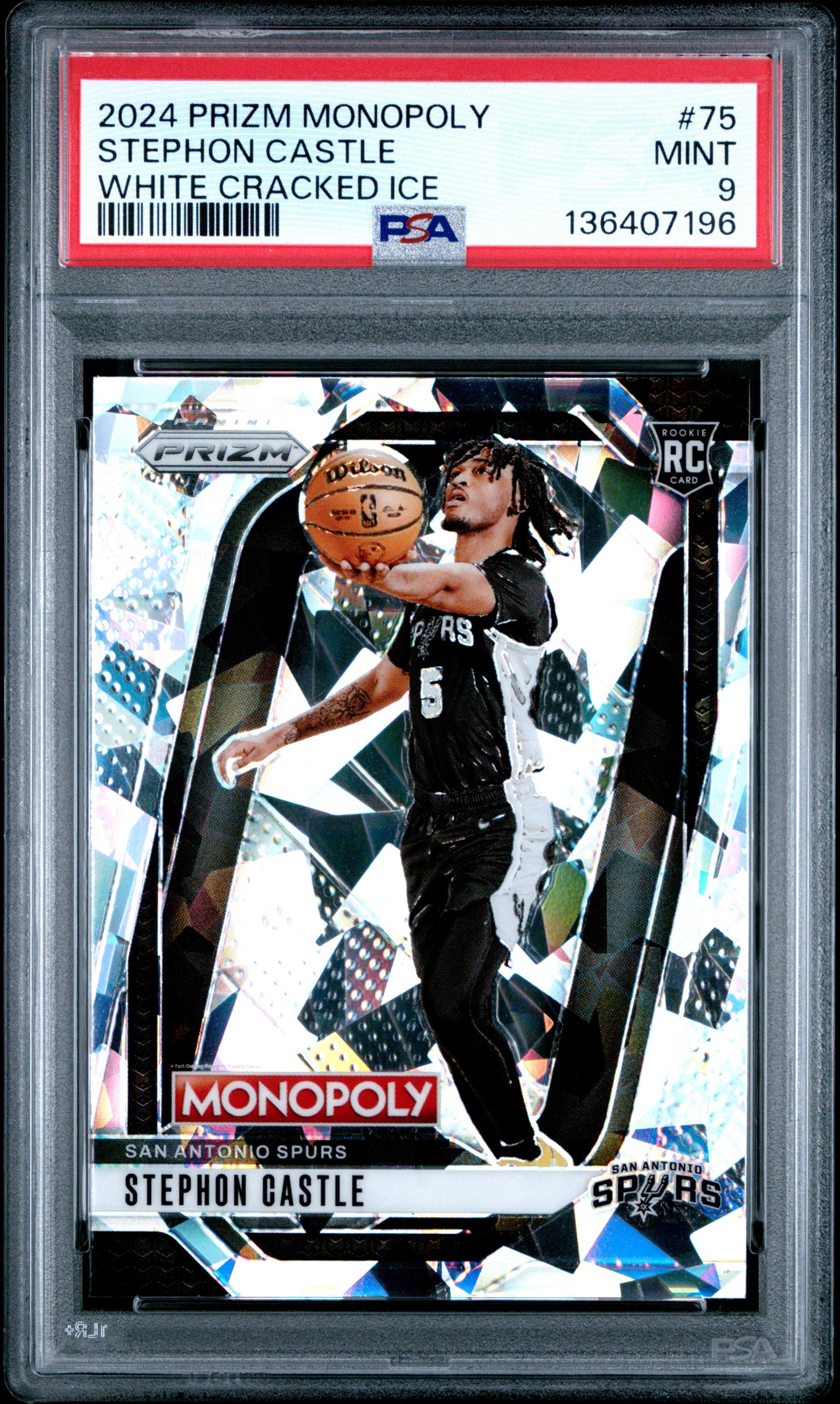 2024 Panini Prizm Monopoly 75 Stephon Castle White Cracked Ice PSA