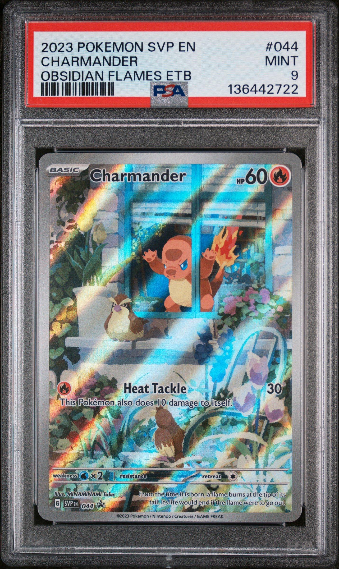 2023 Pokemon SVP Black Star Promo 044 Charmander Obsidian Flames Elite Trainer Box PSA 9