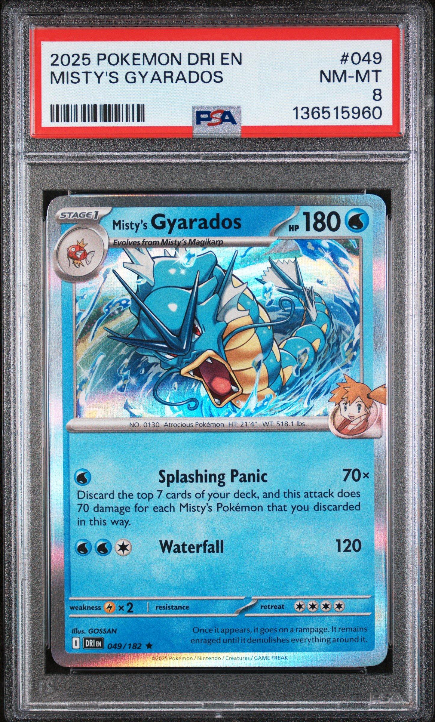 2025 Pokemon Dri En-destined Rivals 049 Misty's Gyarados PSA 8
