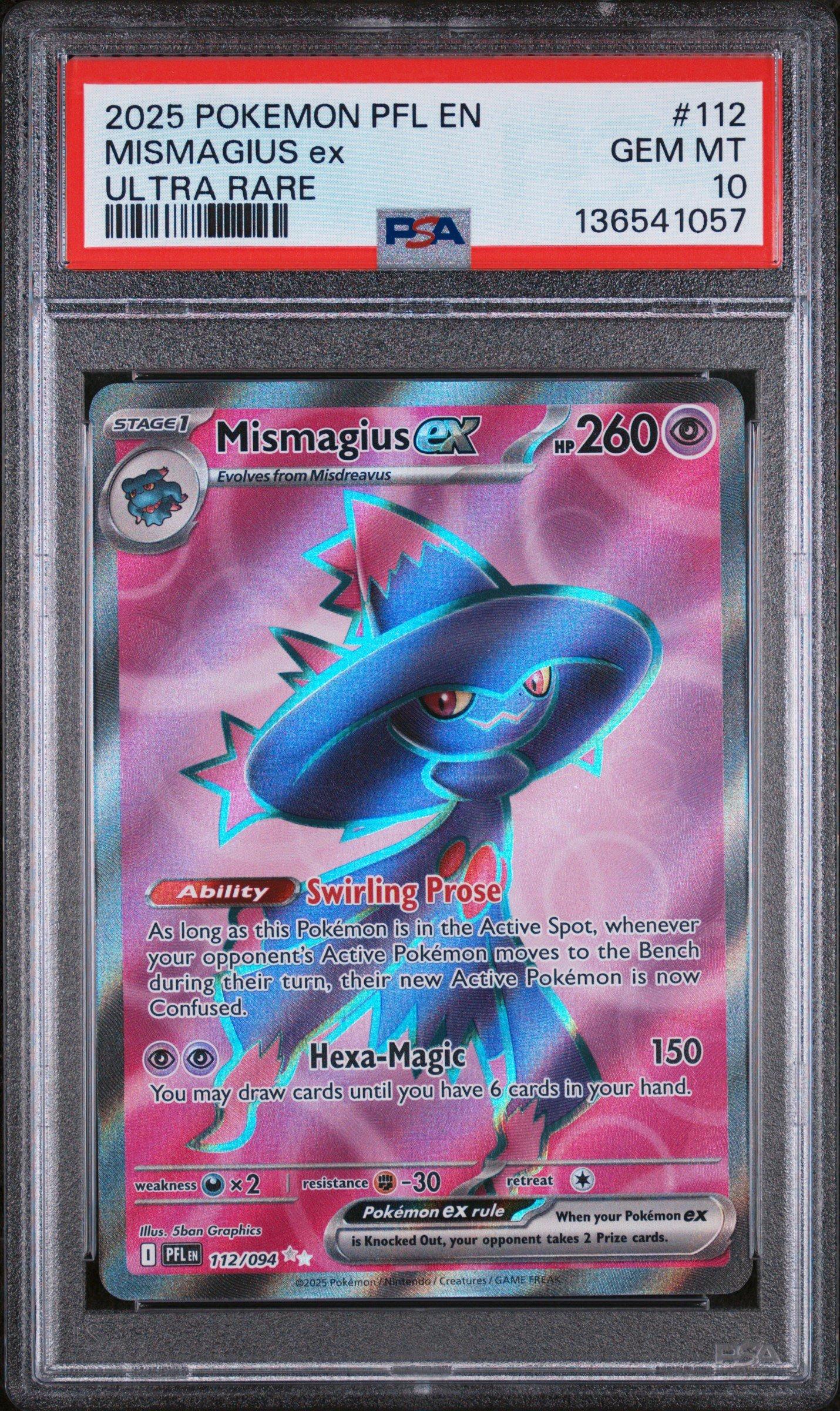 2025 Pokemon Pfl En-phantasmal Flames 112 Mismagius Ex Ultra Rare PSA