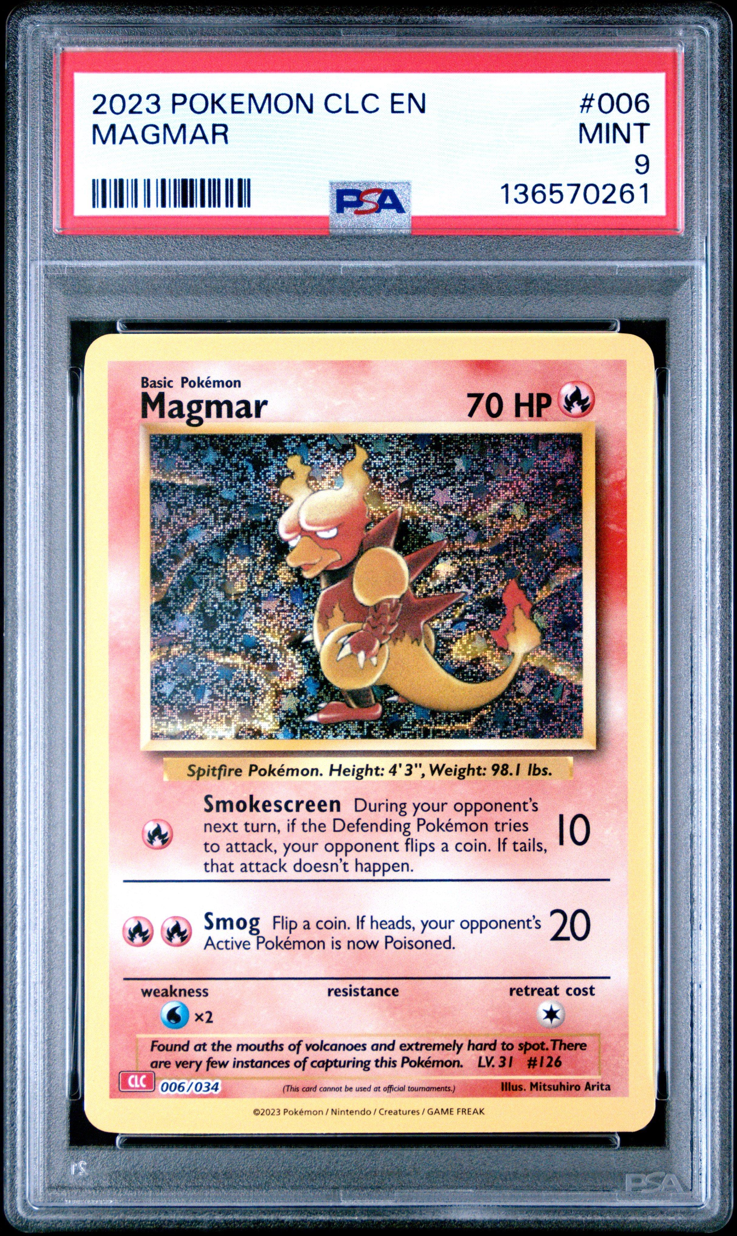 2023 pokemon clc-trading card game classic charizard 2023 Pokemon Clc-trading Card Game Classic Charizard & Ho-oh Ex Deck 006  Magmar PSA 9