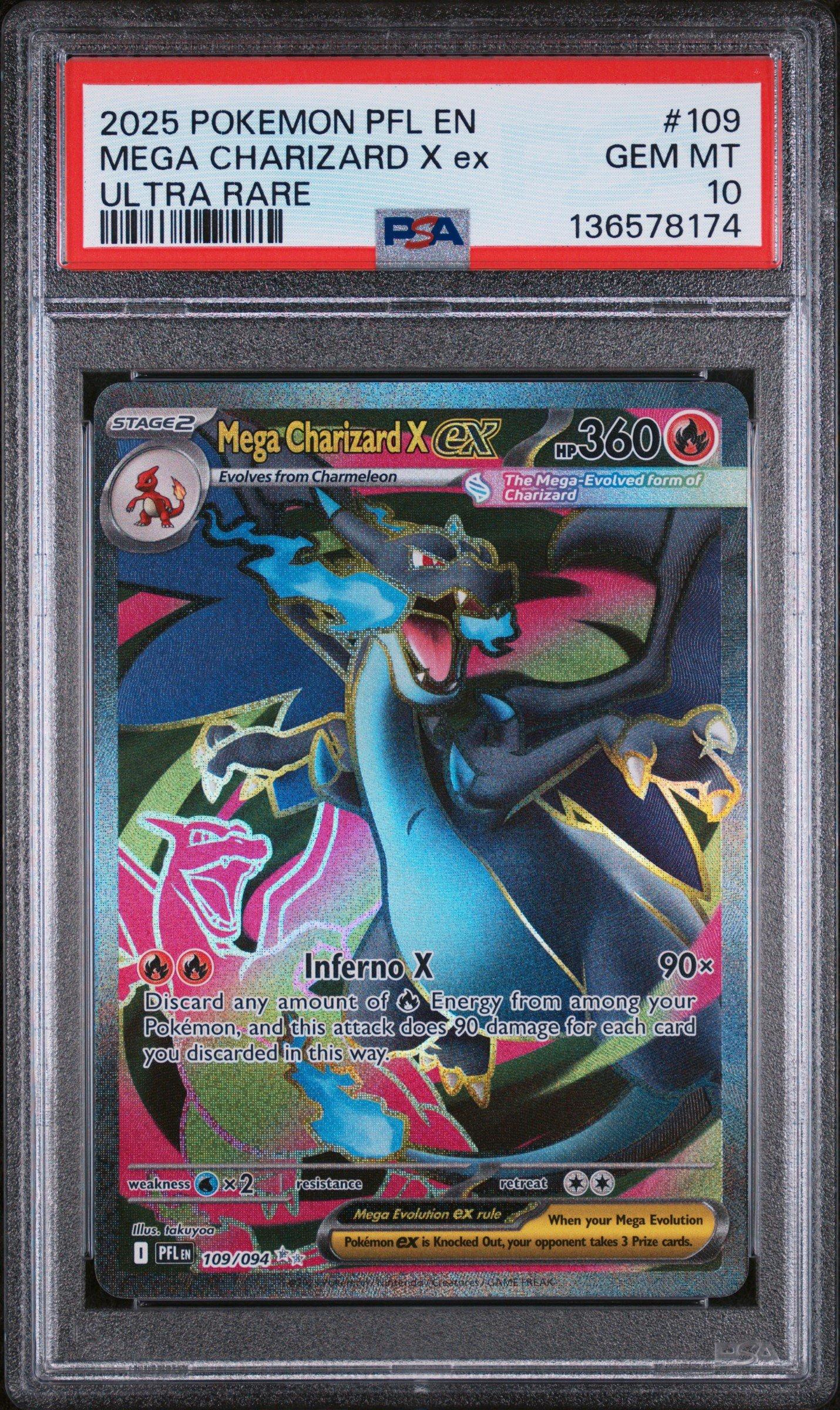 2025 Pokemon Pfl En-phantasmal Flames 109 Mega Charizard X Ex