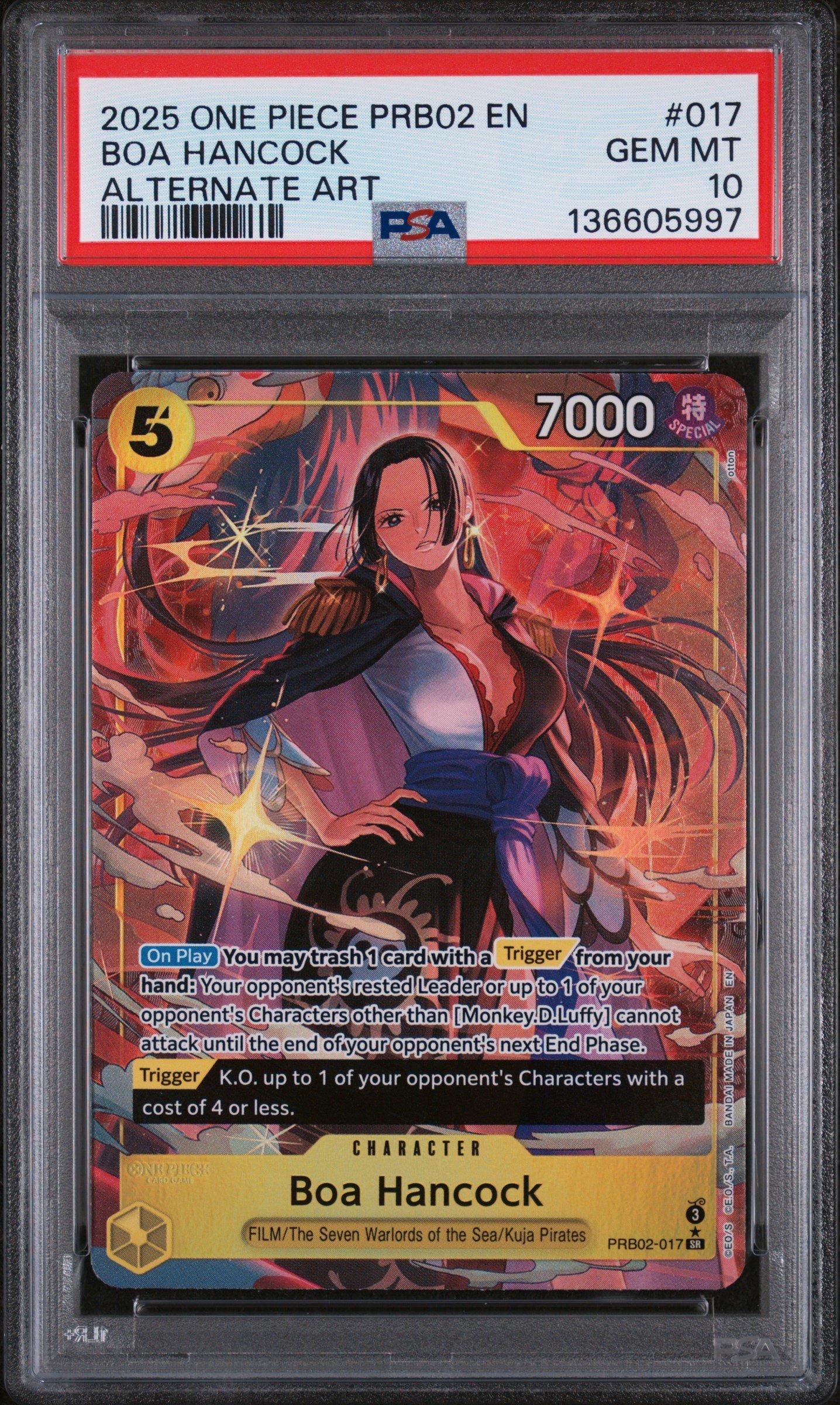 2025 One Piece Prb02-premium Booster -one Piece Card The Best- Vol.2 017 Boa Hancock Alternate Art PSA 10