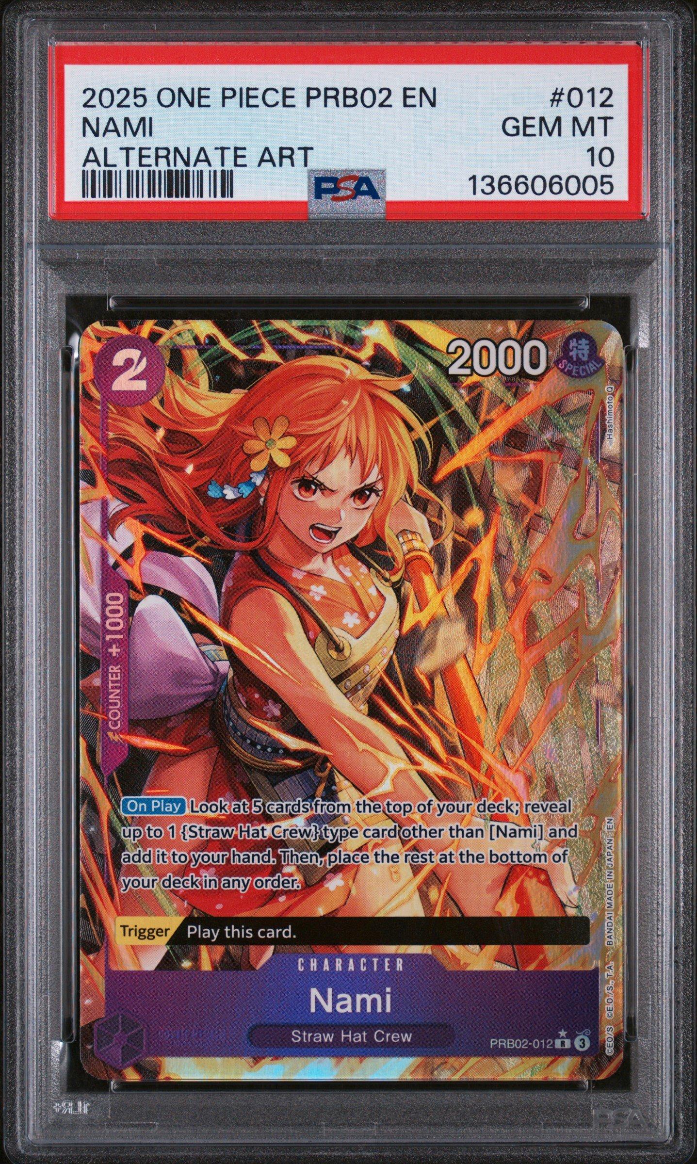 2025 One Piece Prb02-premium Booster -one Piece Card The Best- Vol.2 012 Nami Alternate Art PSA 10