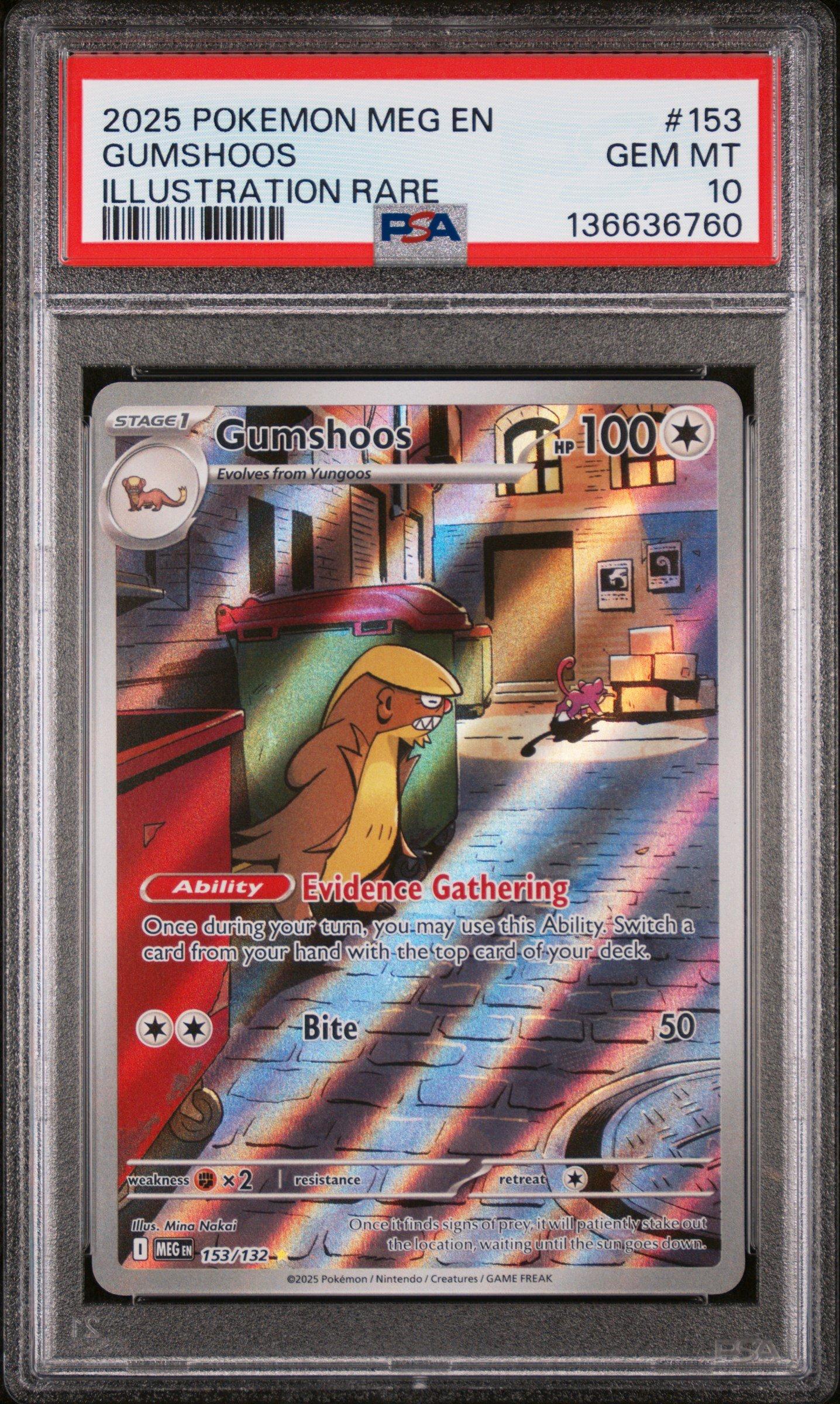 2025 Pokemon Meg En-mega Evolution 153 Gumshoos Illustration Rare PSA 10  Graded Card | GameStop