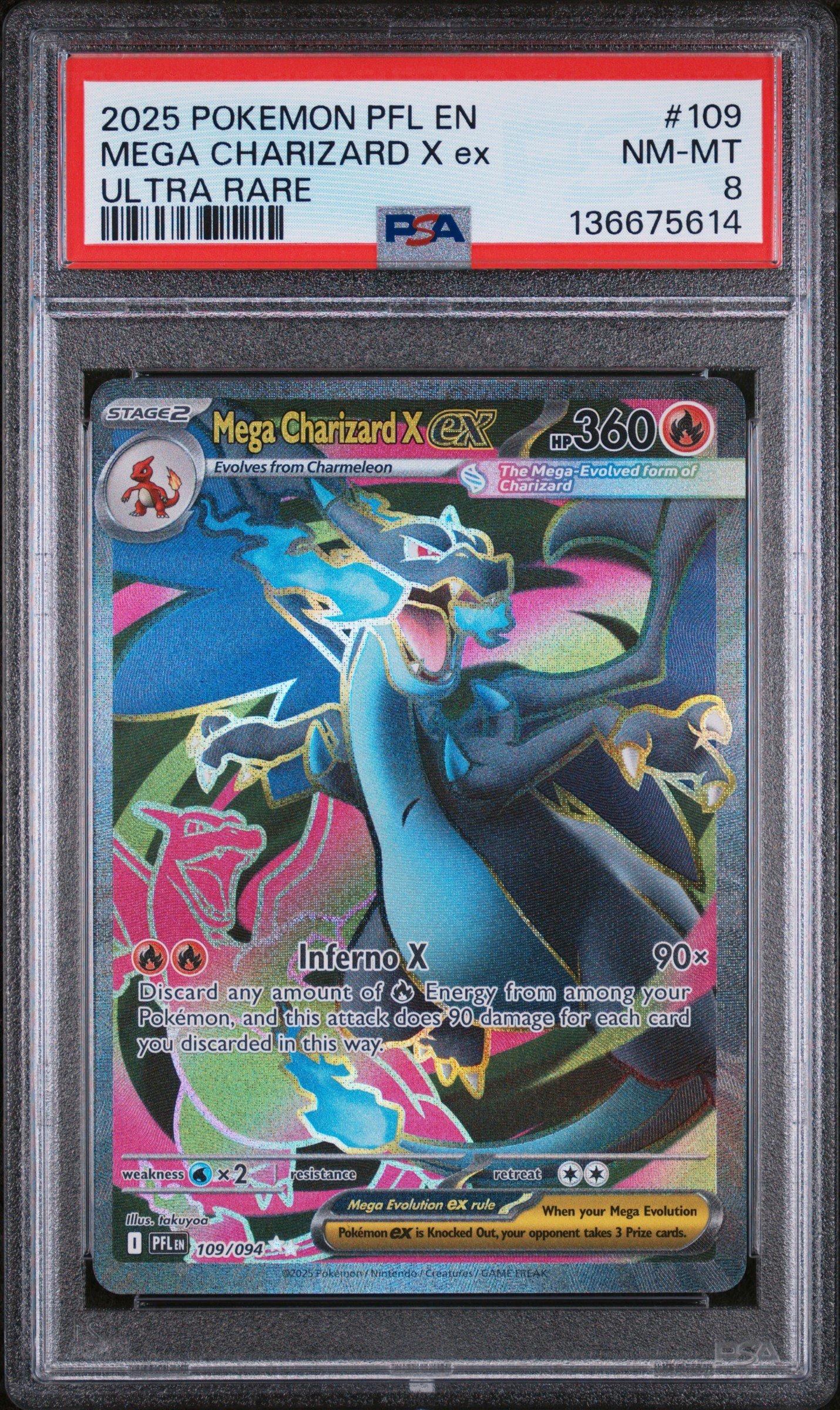 2025 Pokemon Pfl En-phantasmal Flames 109 Mega Charizard X Ex