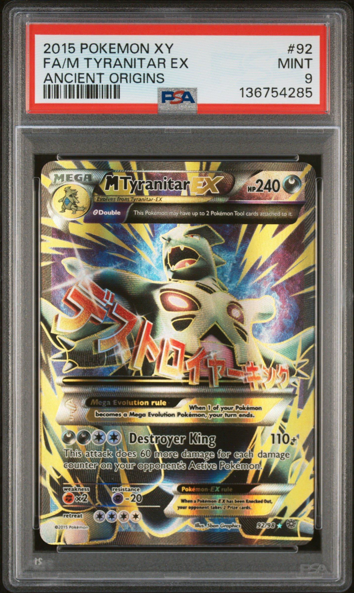 2015 Pokemon Xy Ancient Origins 92 Full Art/m Tyranitar Ex PSA 9