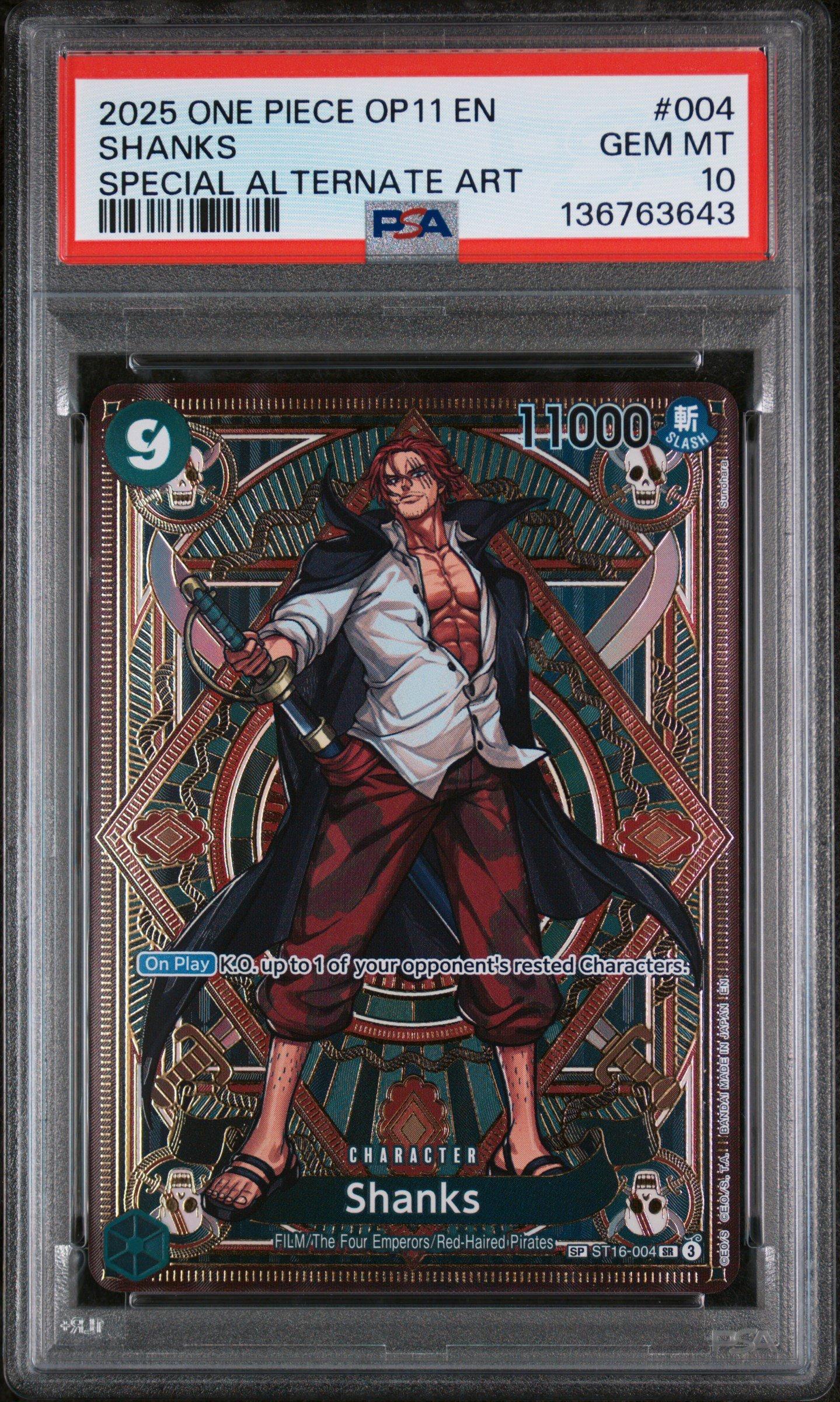 2025 One Piece Op11-a Fist Of Divine Speed 004 Shanks Special