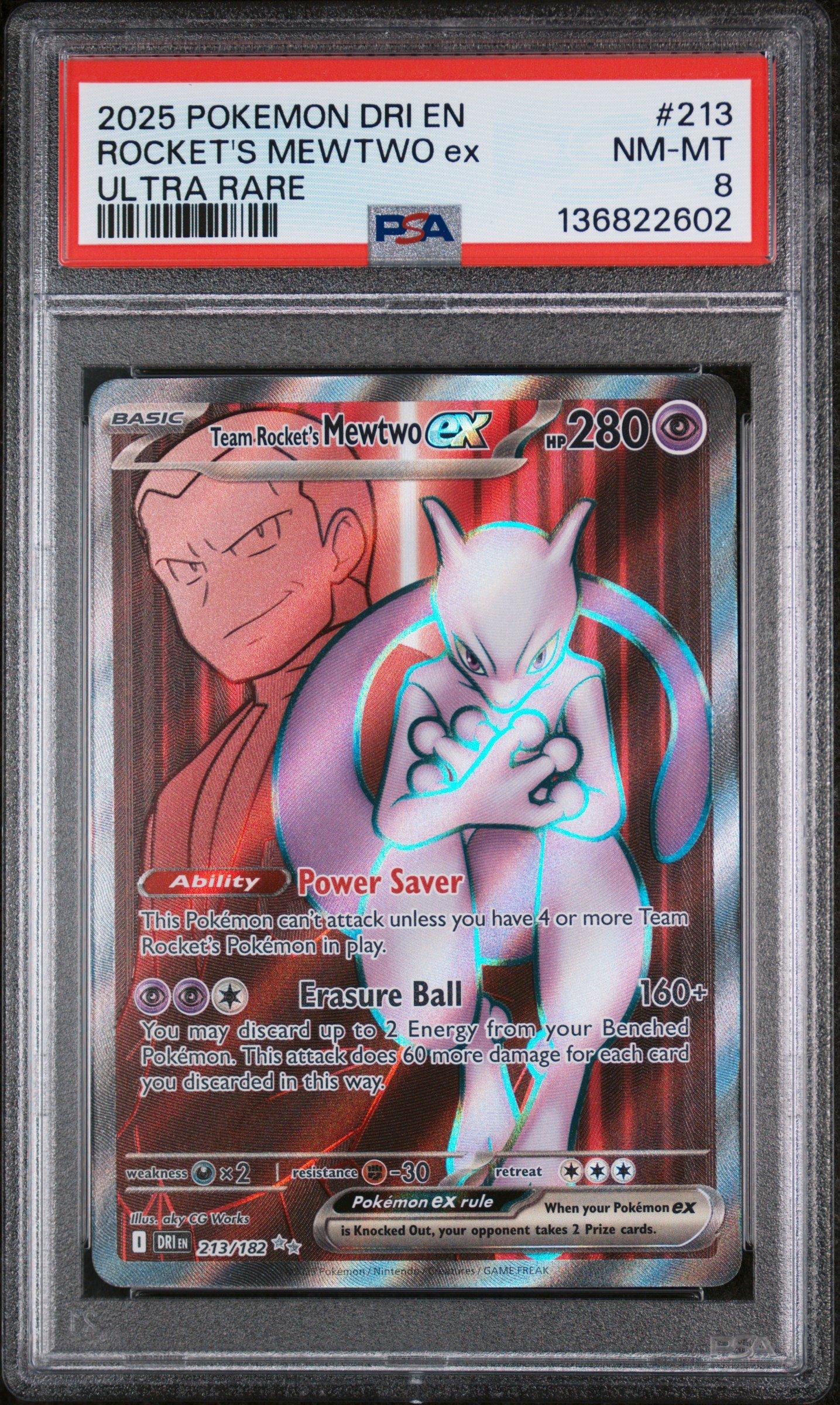 2025 Pokemon Dri En-destined Rivals 213 Team Rocket's Mewtwo Ex Ultra Rare  PSA 8 Graded Card | GameStop