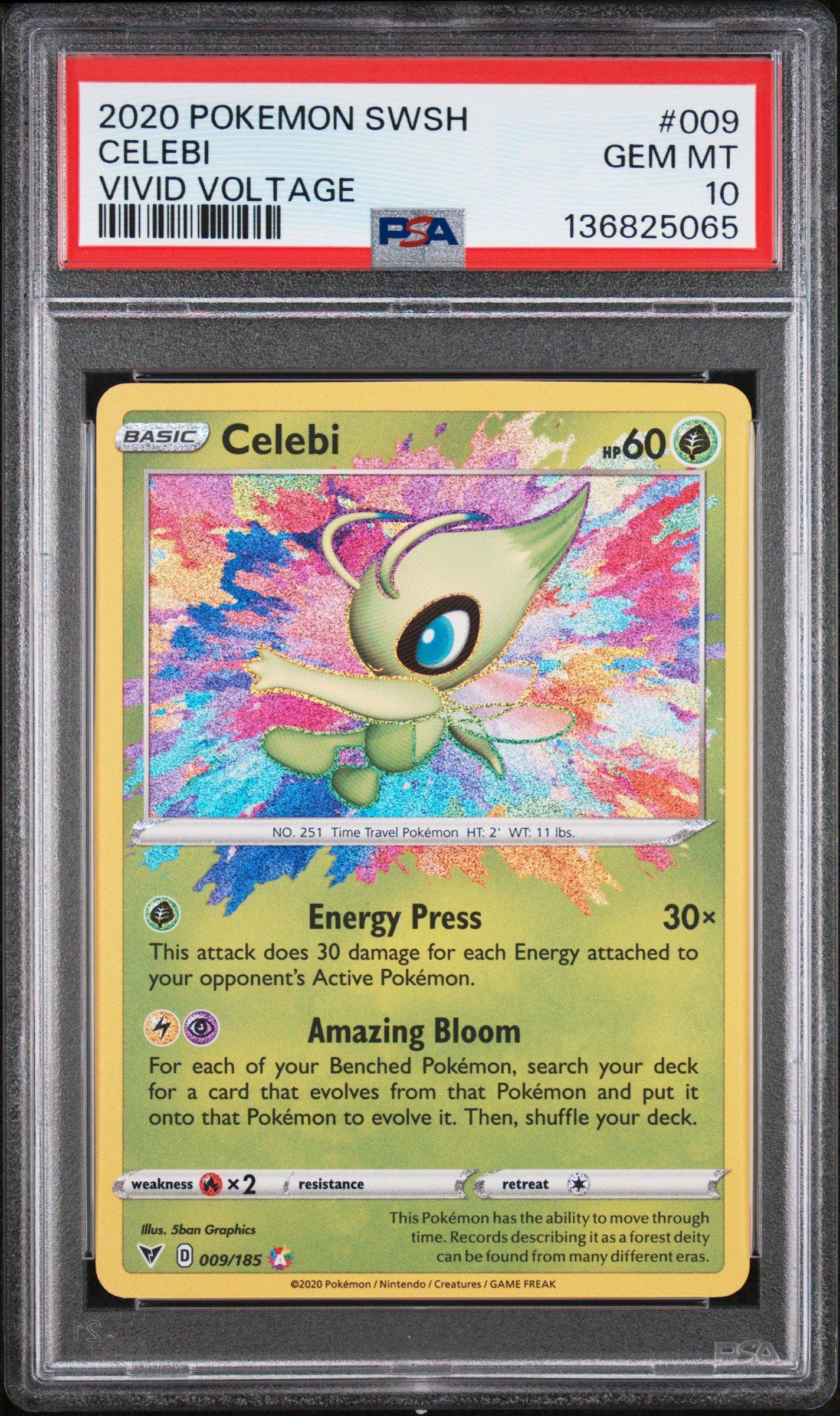 2020 Pokemon Sword & Shield Vivid Voltage 009 Celebi PSA 10 Graded