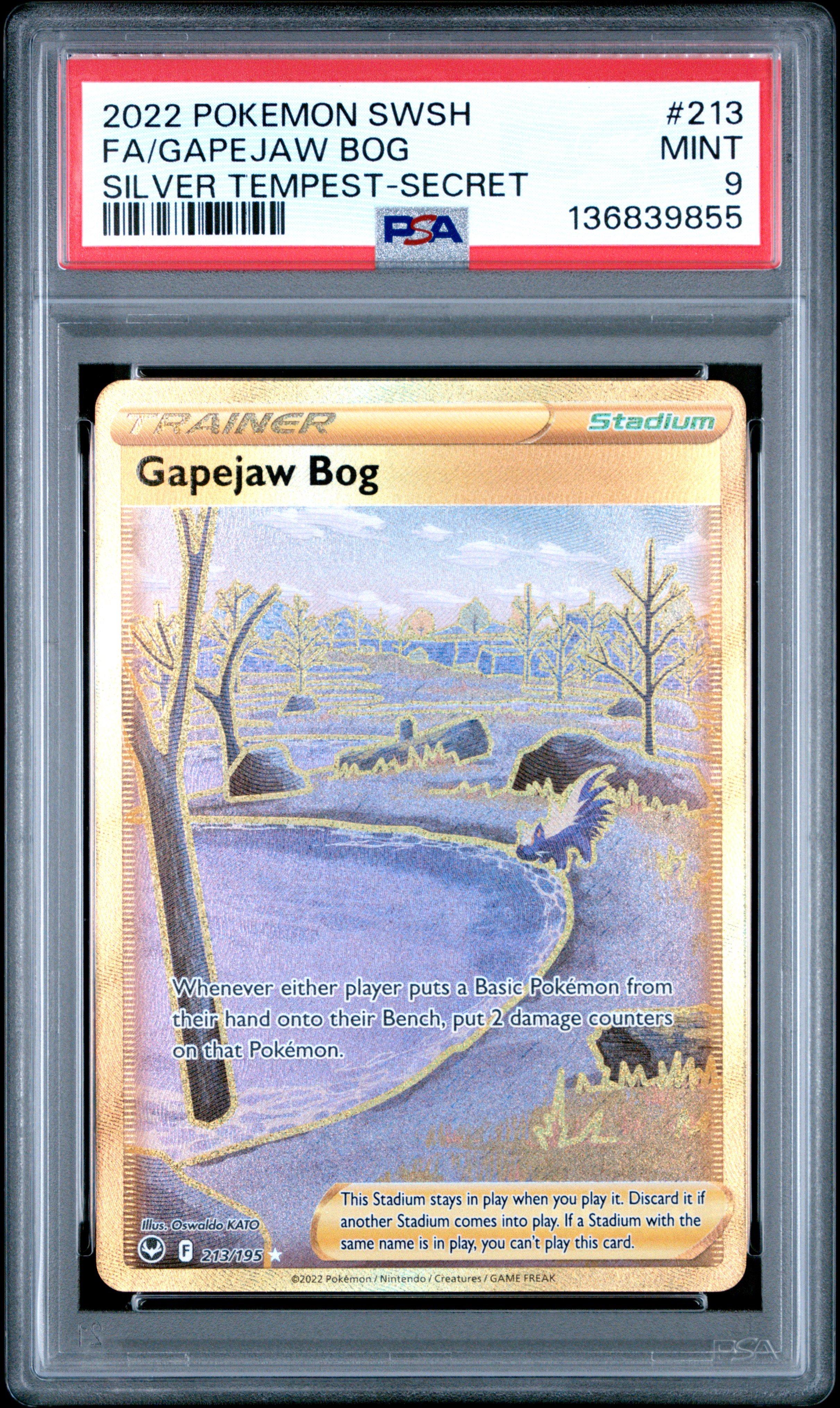 2022 Pokemon Sword & Shield Silver Tempest 213 Full Art/gapejaw Bog Secret PSA