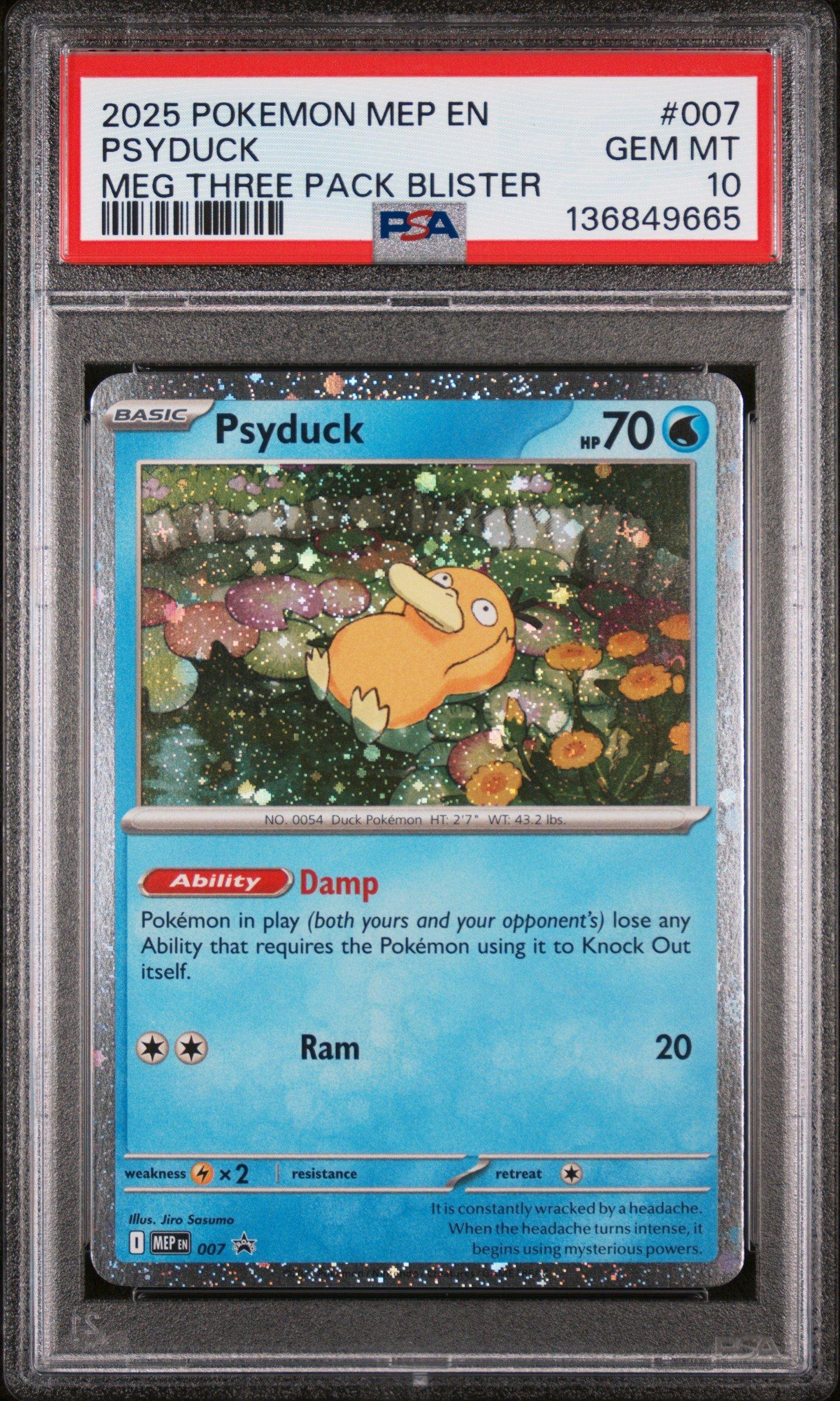 2025 Pokemon Mep En-me Black Star Promo 007 Psyduck Mega Evolution Three Pack Blister PSA