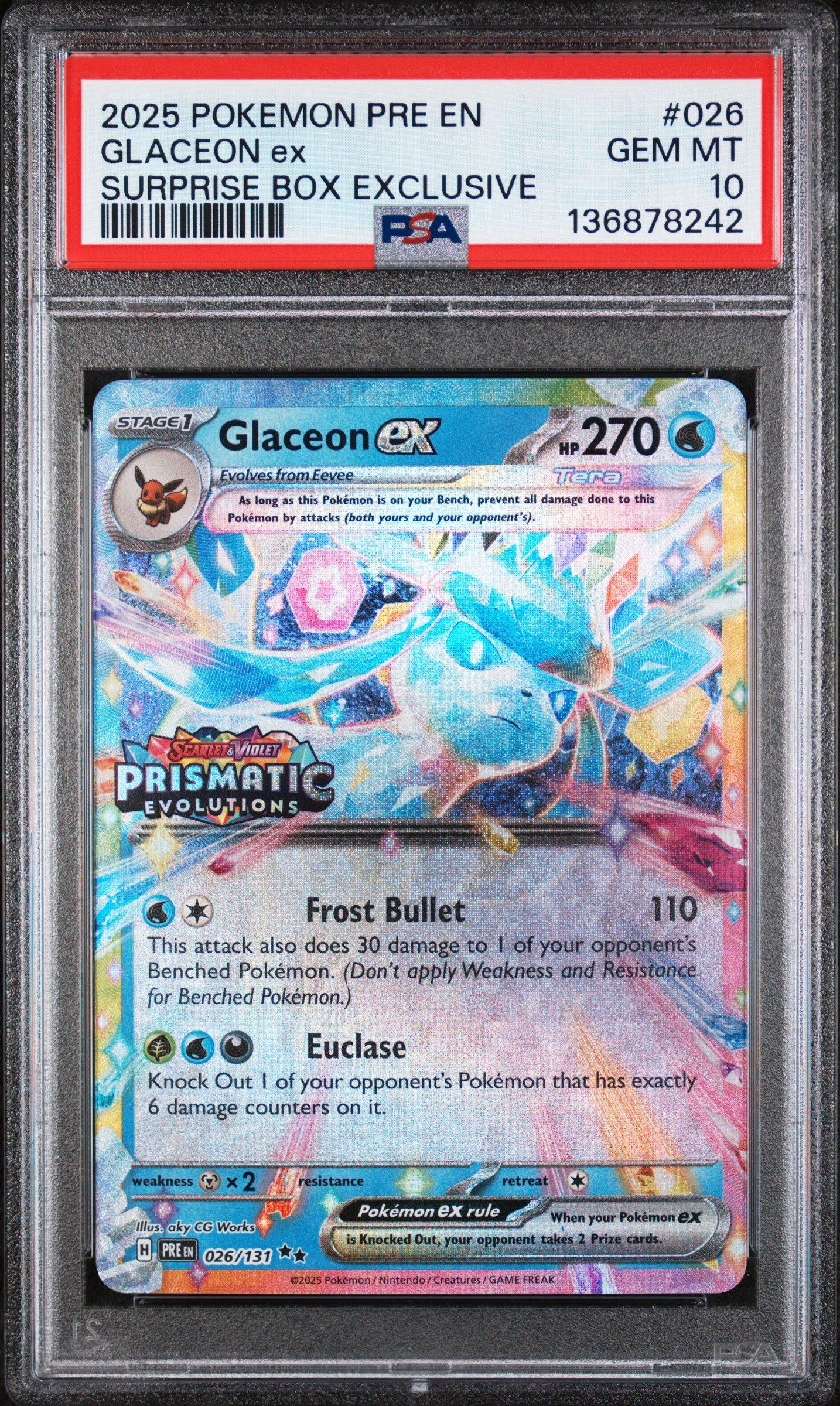 2025 Pokemon Pre En-prismatic Evolutions 026 Glaceon Ex Surprise