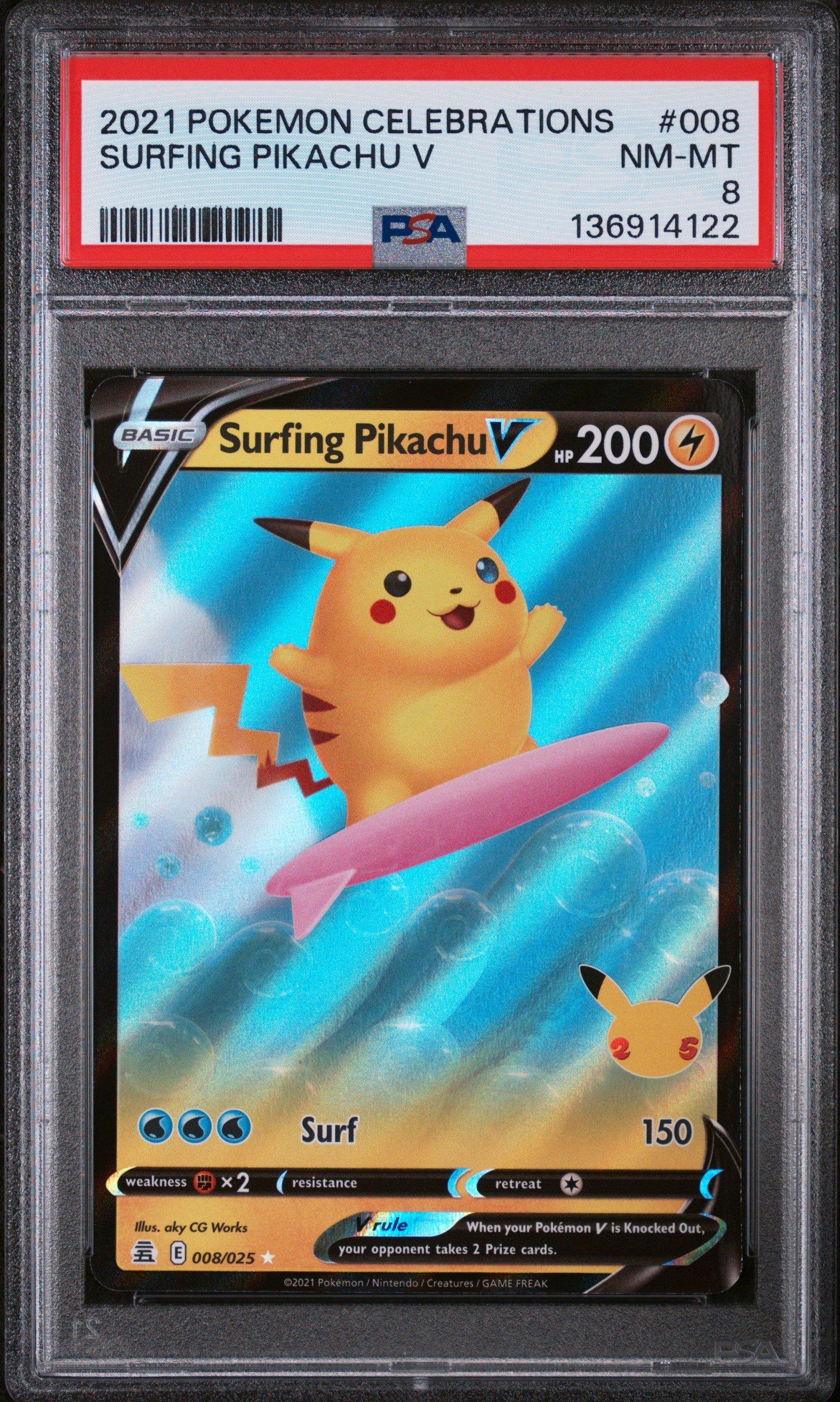 2021 Pokemon Celebrations 008 Surfing Pikachu V PSA 8 | GameStop