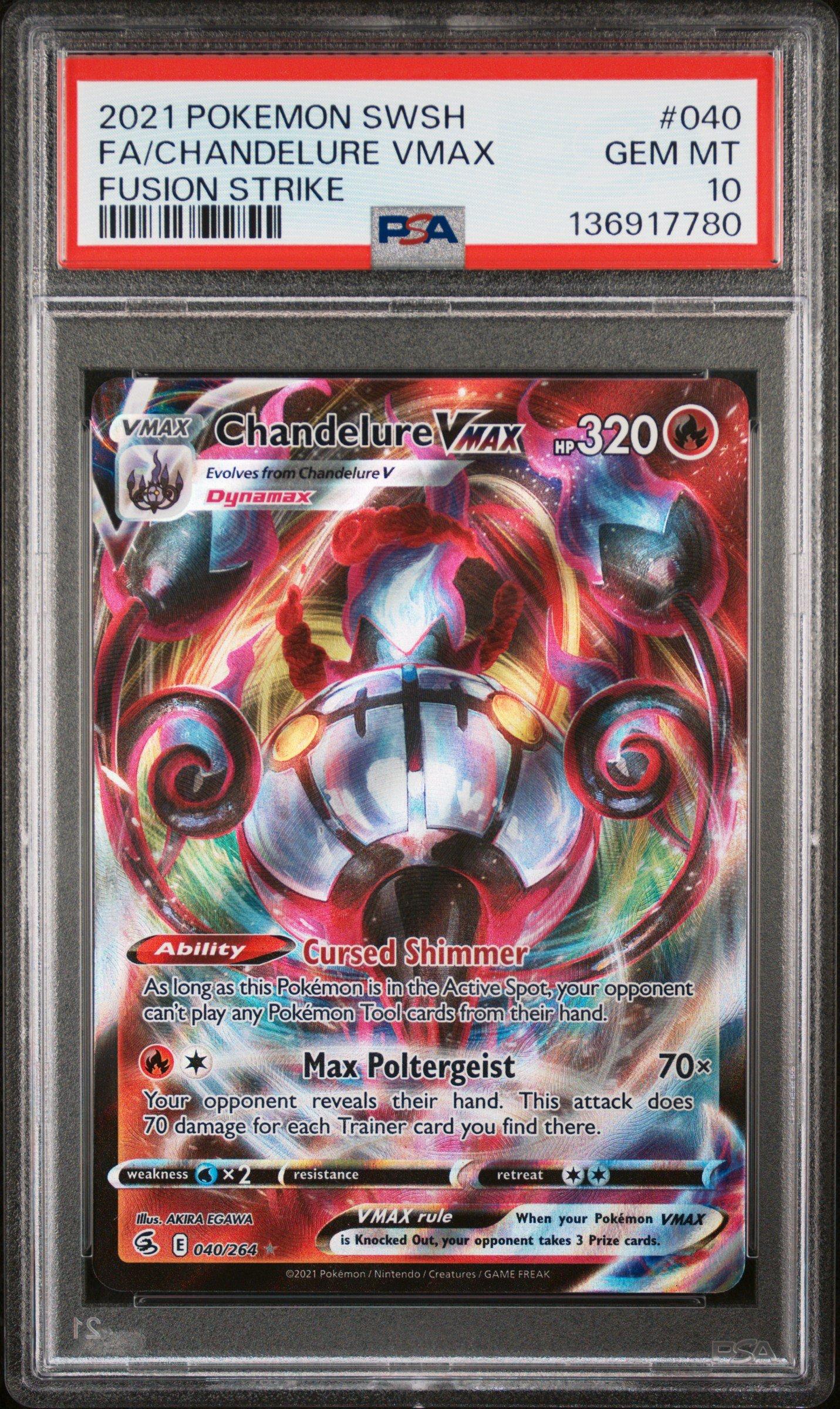 2021 Pokemon Sword & Shield Fusion Strike 040 Full Art/chandelure Vmax PSA 10
