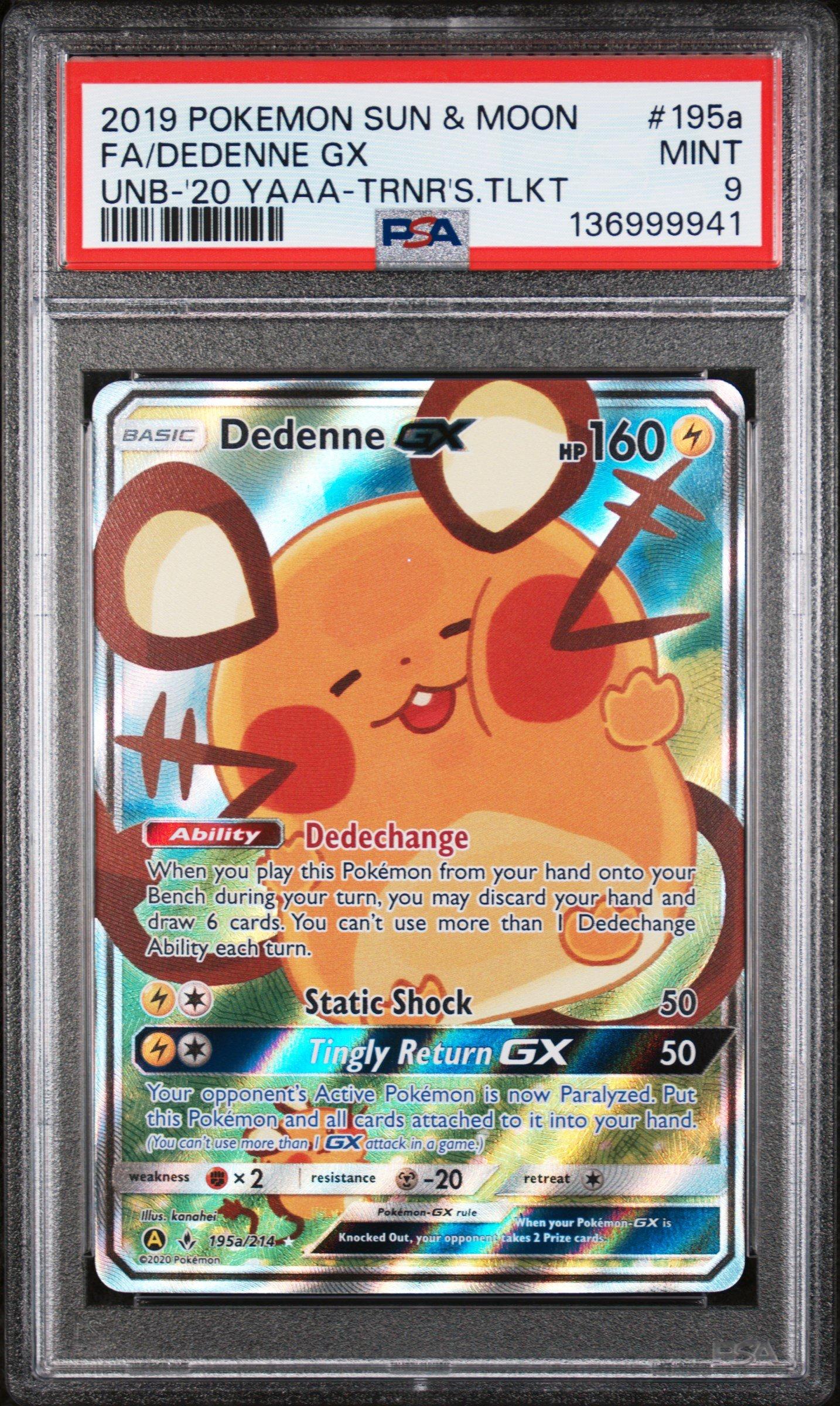 2019 Pokemon Sun & Moon Unbroken Bonds 195a Full Art/dedenne Gx