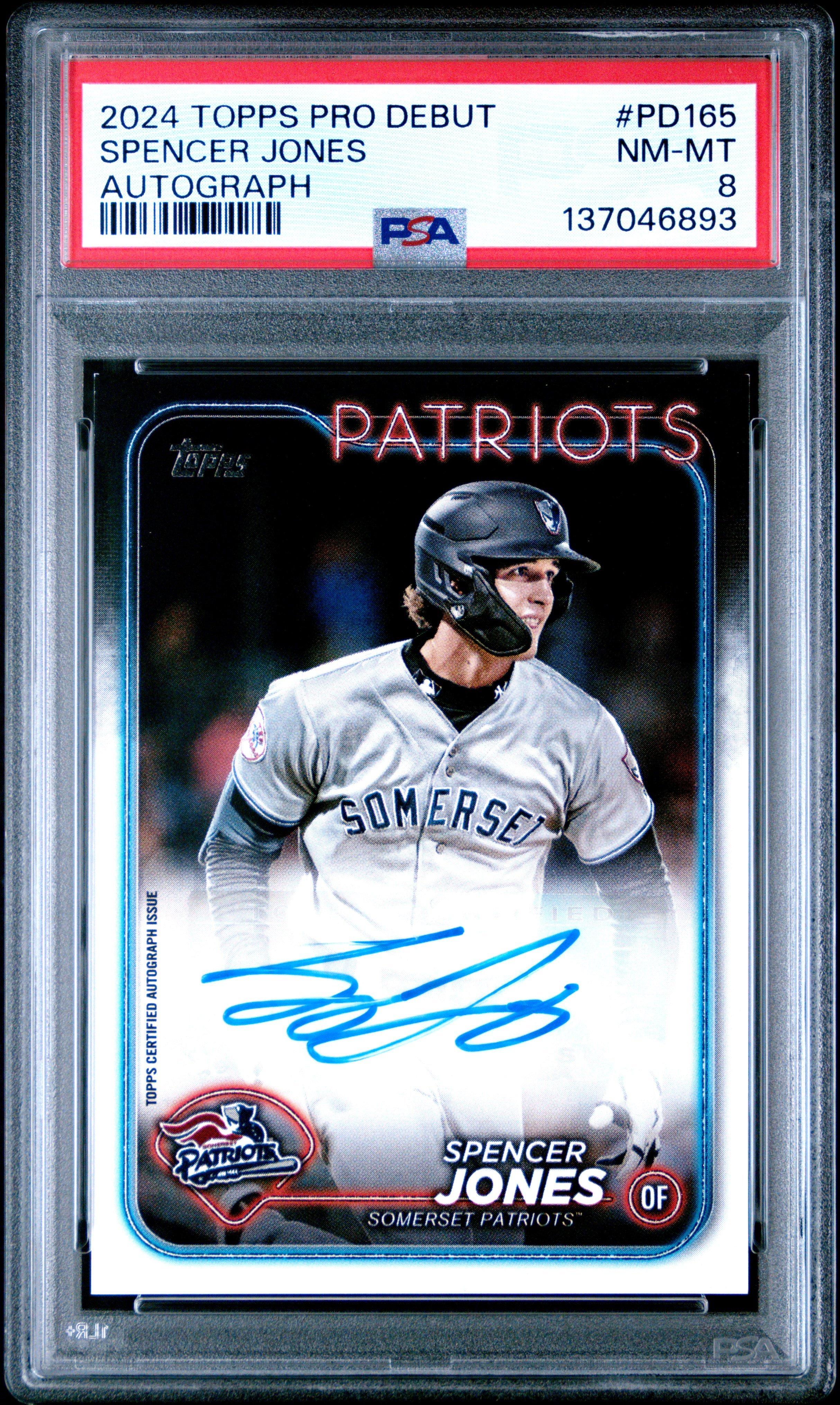 2024 Topps Pro Debut Pd165 Spencer Jones Autograph PSA 8
