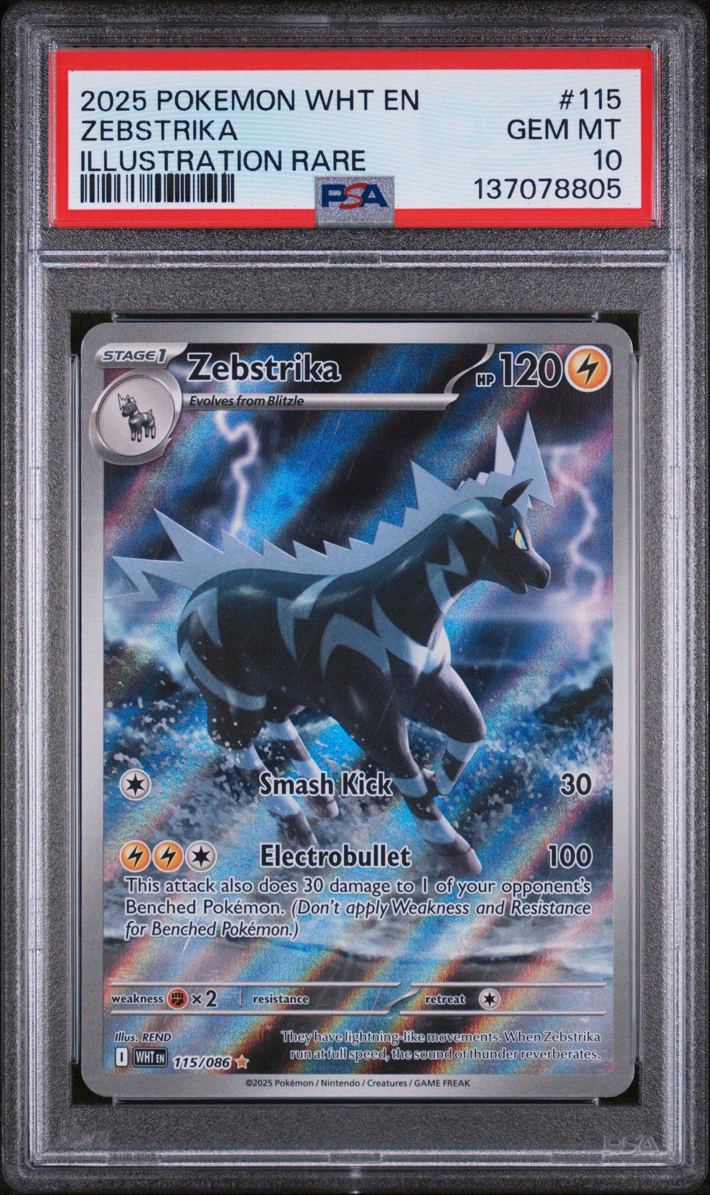 2025 Pokemon Wht En-white Flare 115 Zebstrika Illustration Rare