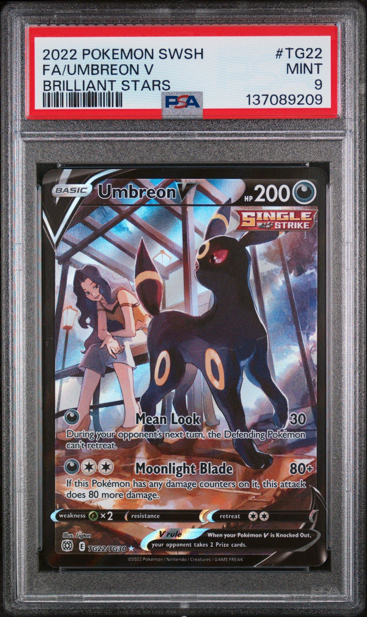 2022 Pokemon Sword & Shield Brilliant Stars Tg22 Full Art/umbreon V PSA 9
